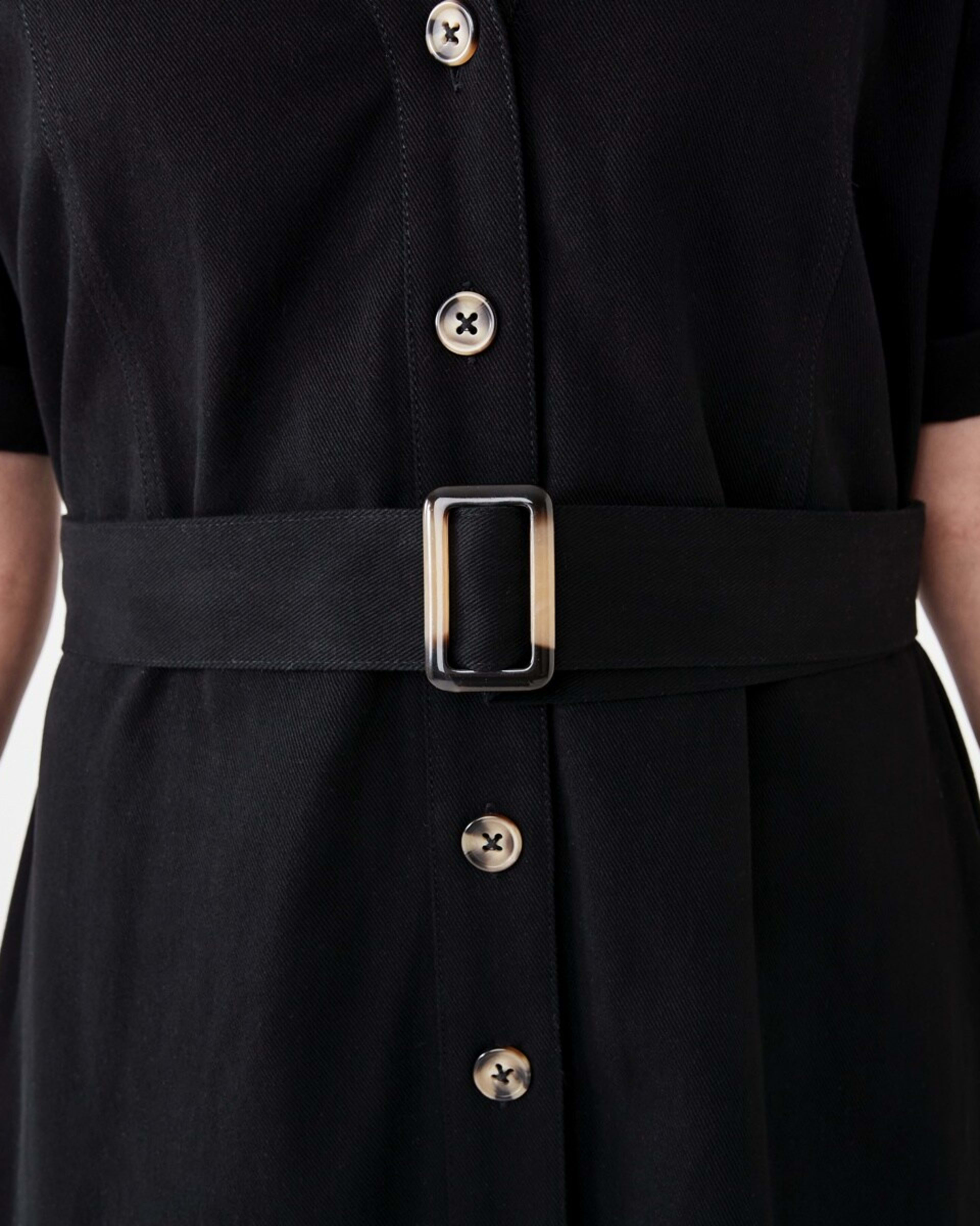6 Short Sleeve Denim Button Through Midi Dress BLACK, 6 of 6
