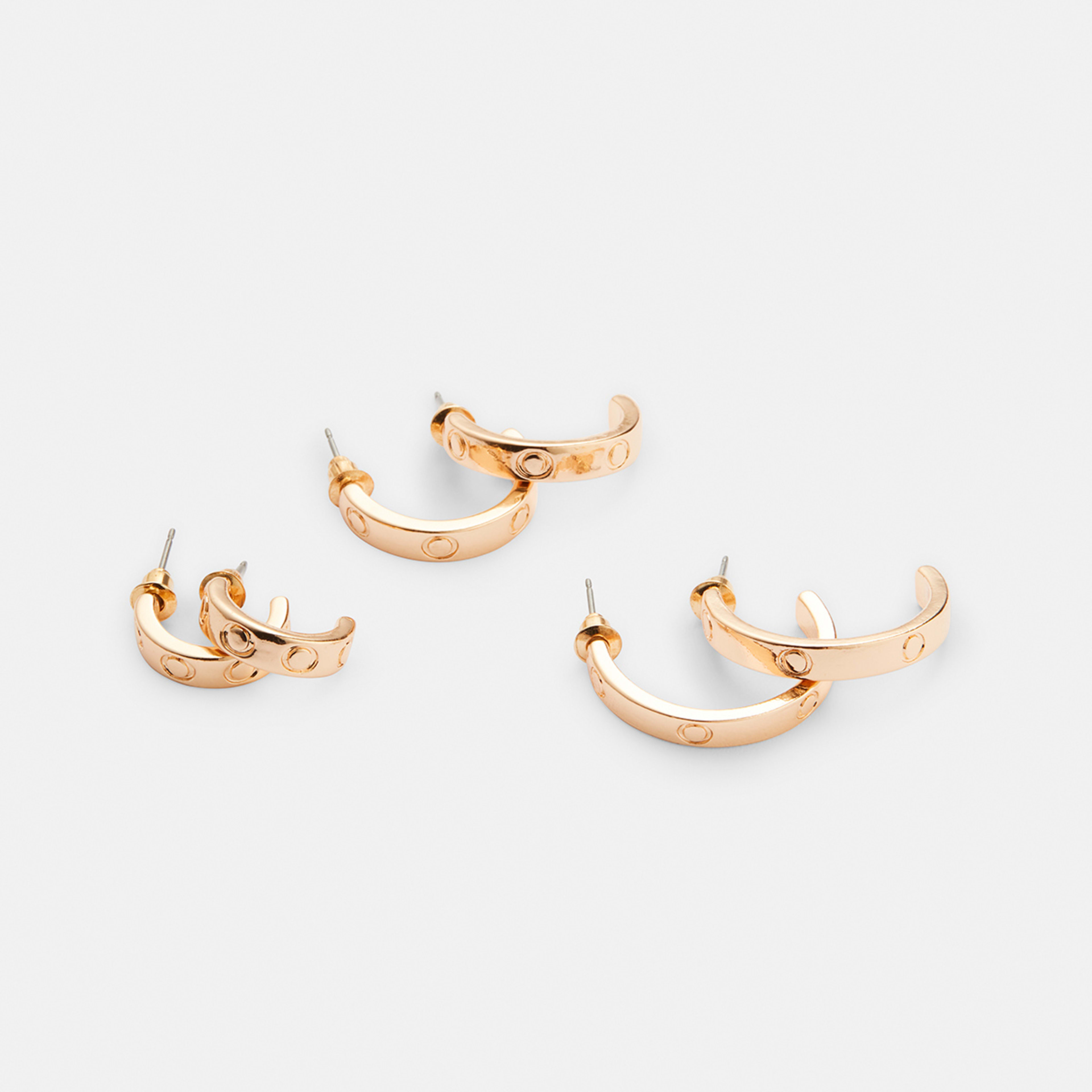2 3 Pack Gradual Circle Hoop Earrings - Gold Tone, 2 of 4