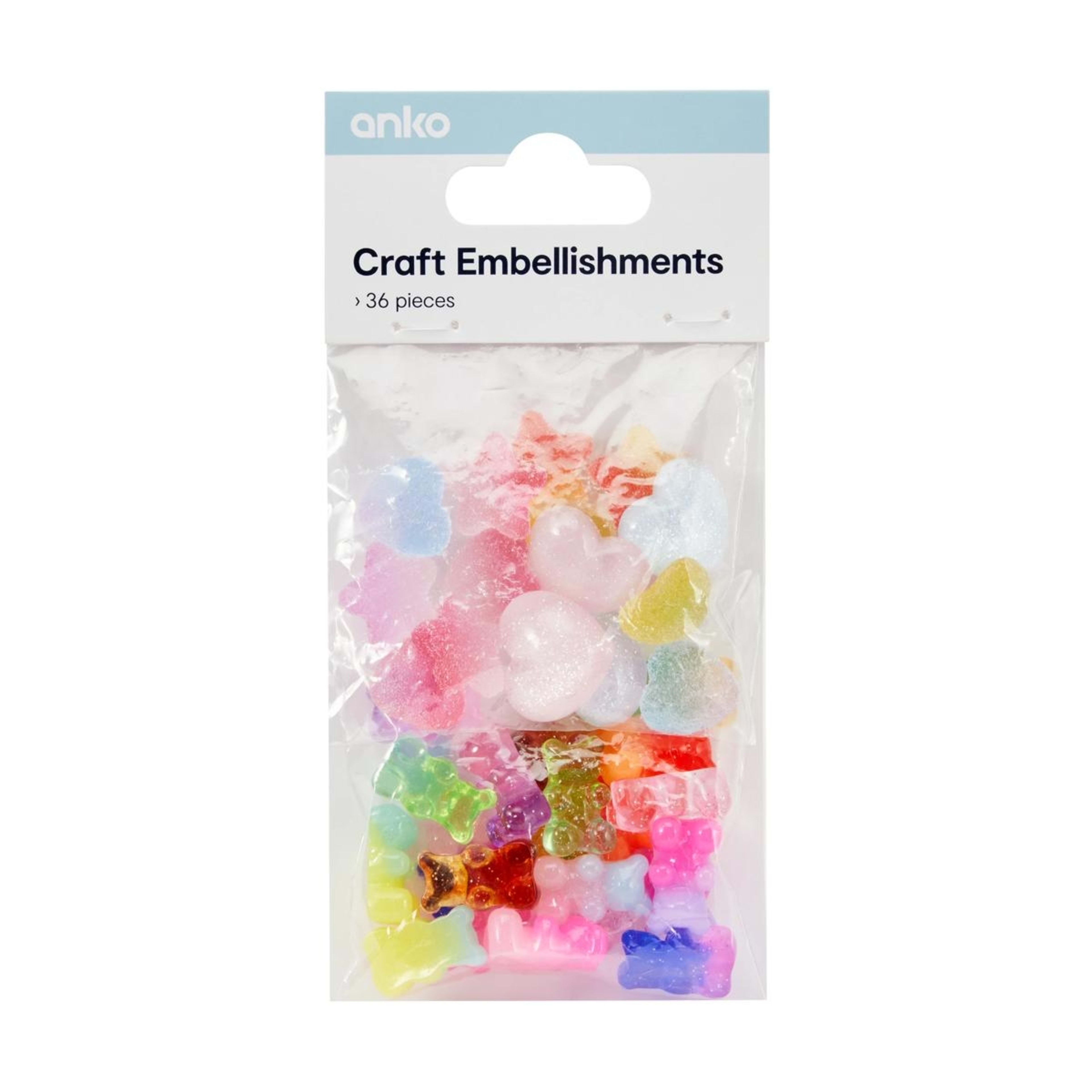 1 36 Piece Craft Embellishments - Heart and Bear