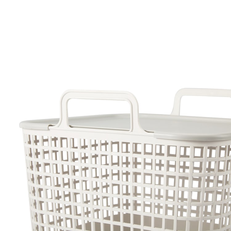 Square Plastic Basket with Lid Large, Grey Kmart