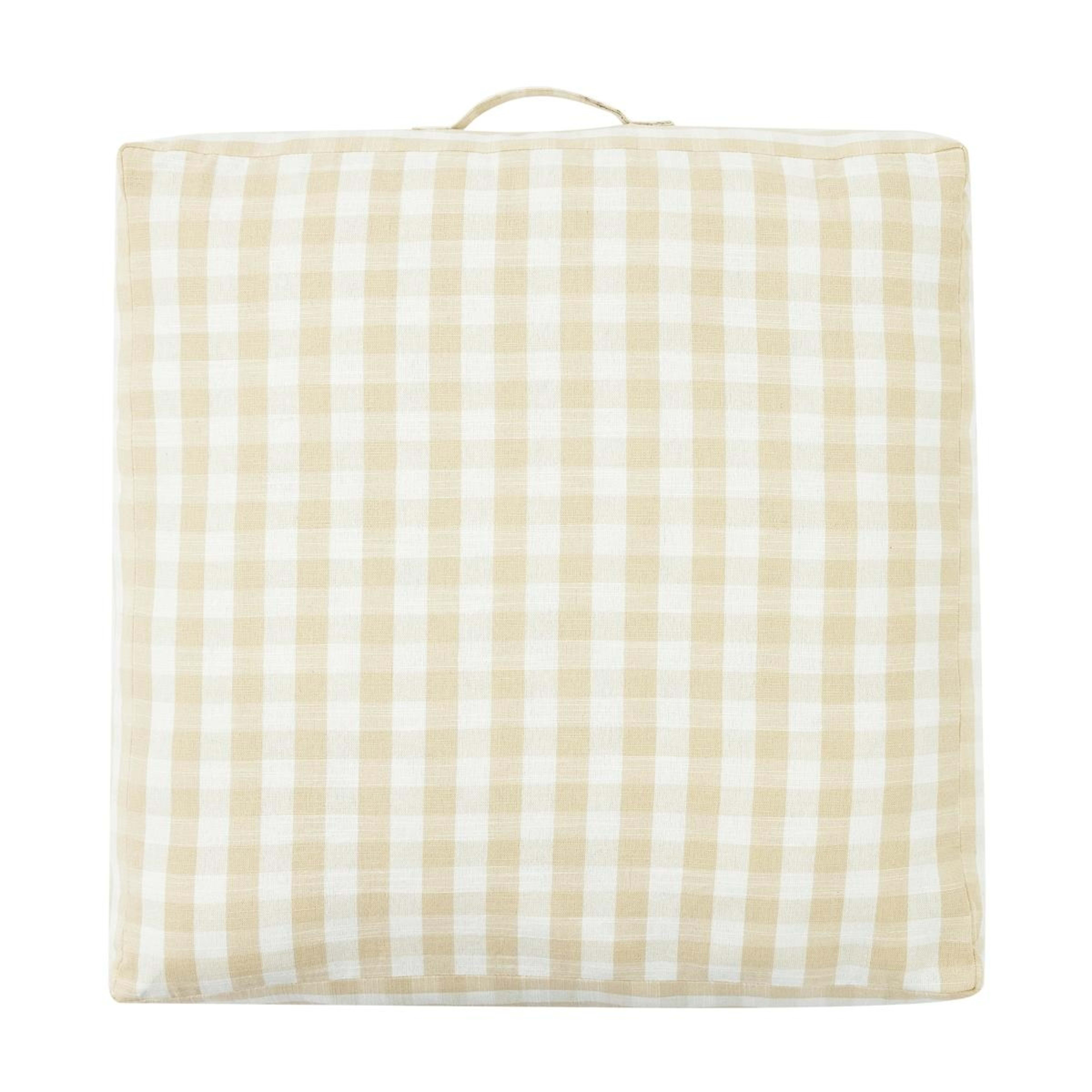 2 60cm Gingham Floor Cushion - Beige, 2 of 6