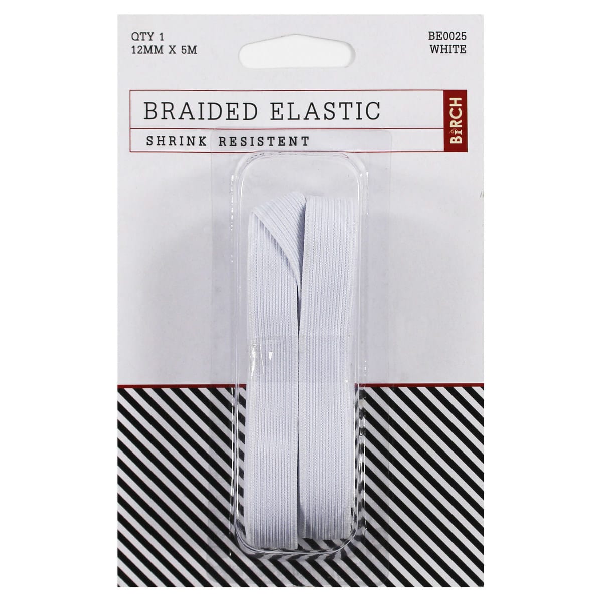 Birch Braided Elastic - White - Kmart