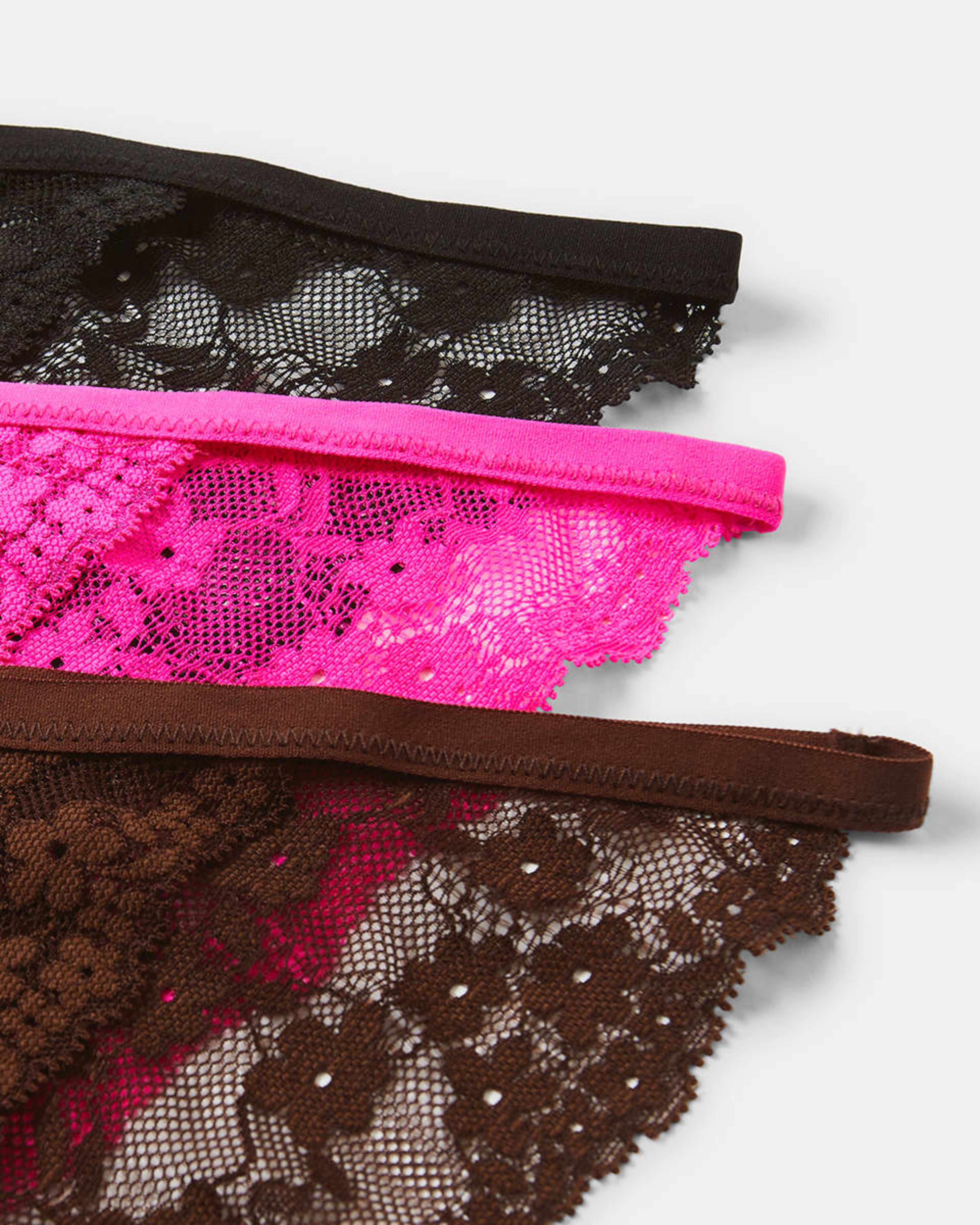 3 3 Pack Lace Bikini Briefs Cf Hp Bk, 3 of 8