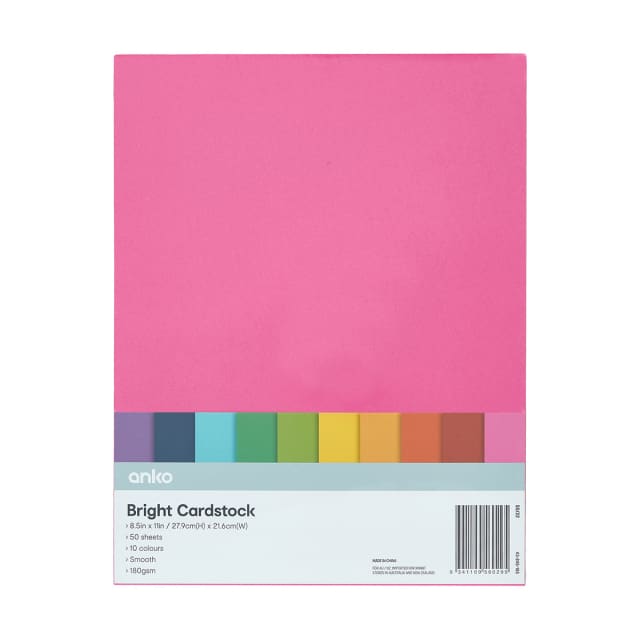 50 Pack Cardstock Bright Kmart