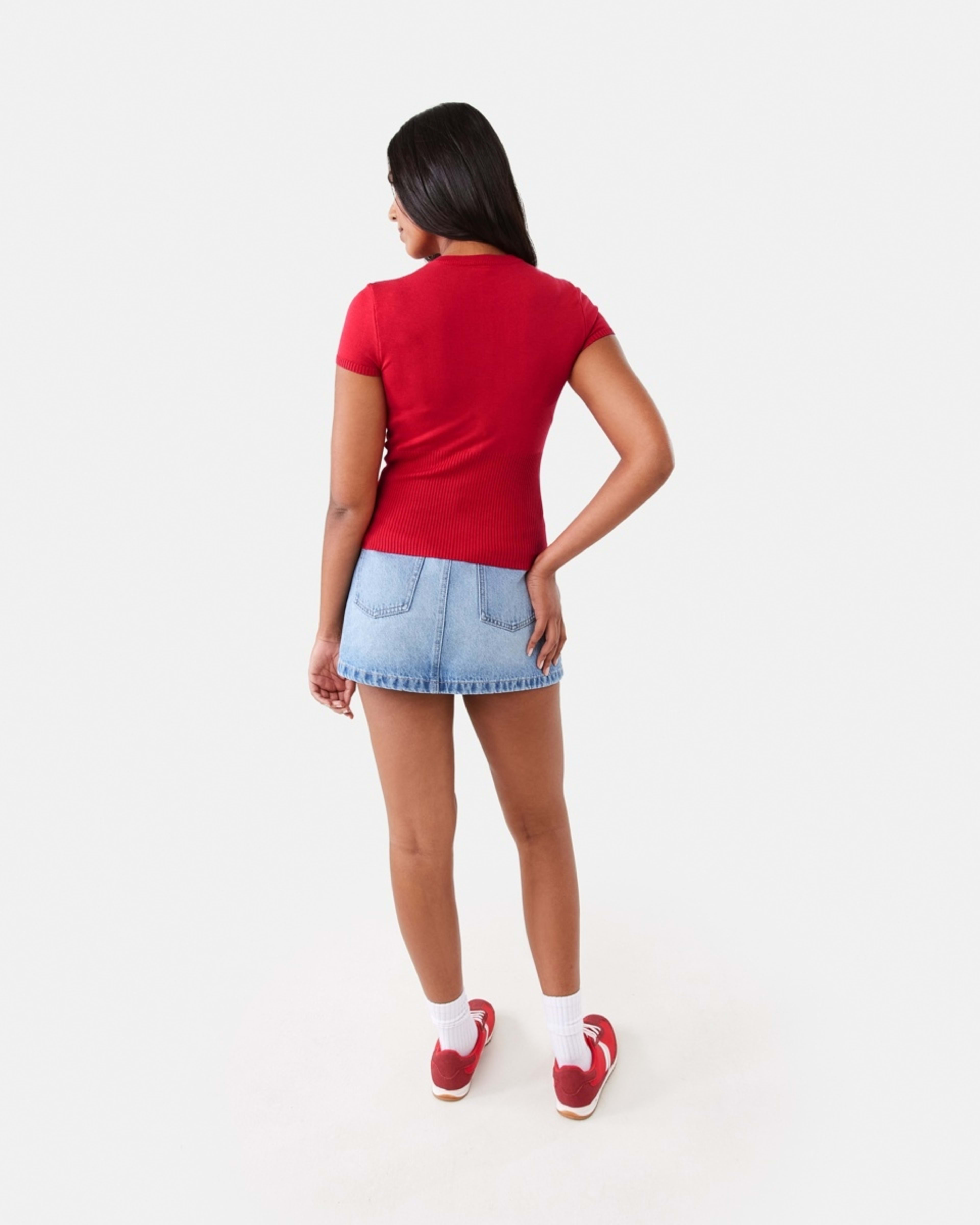6 Short Sleeve Longline Button Up Top Strawberry, 6 of 8