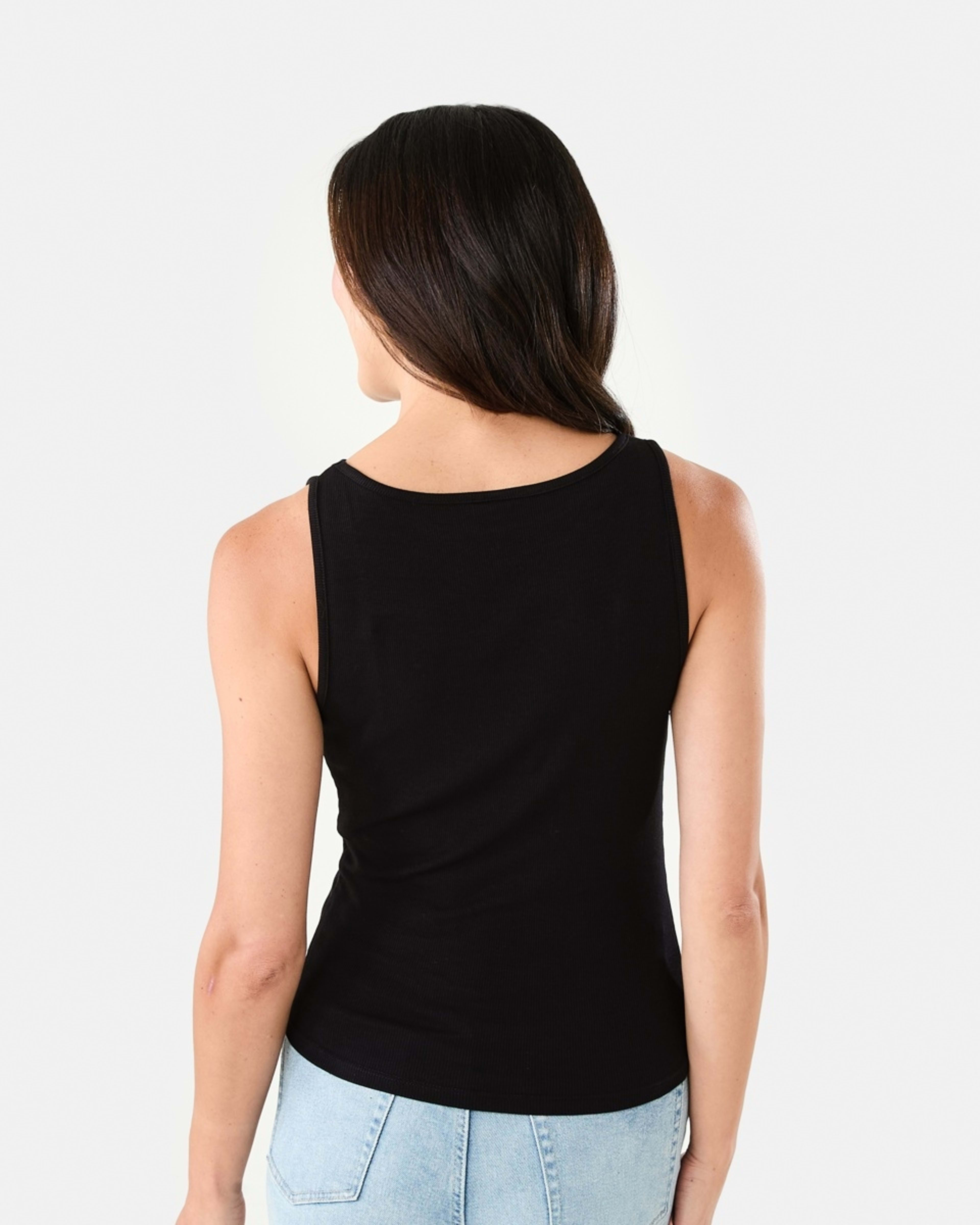 4 Sleeveless Rib Boat Neck Top Black, 4 of 7