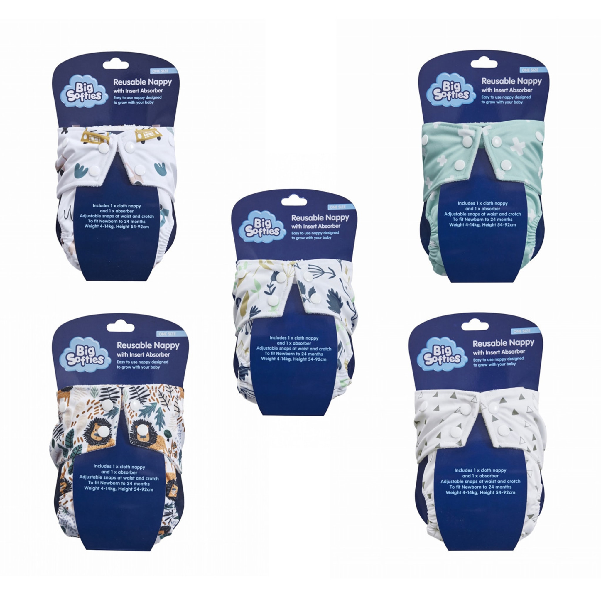 Big Softies Reusable Nappy with Insert Absorber Assorted Kmart