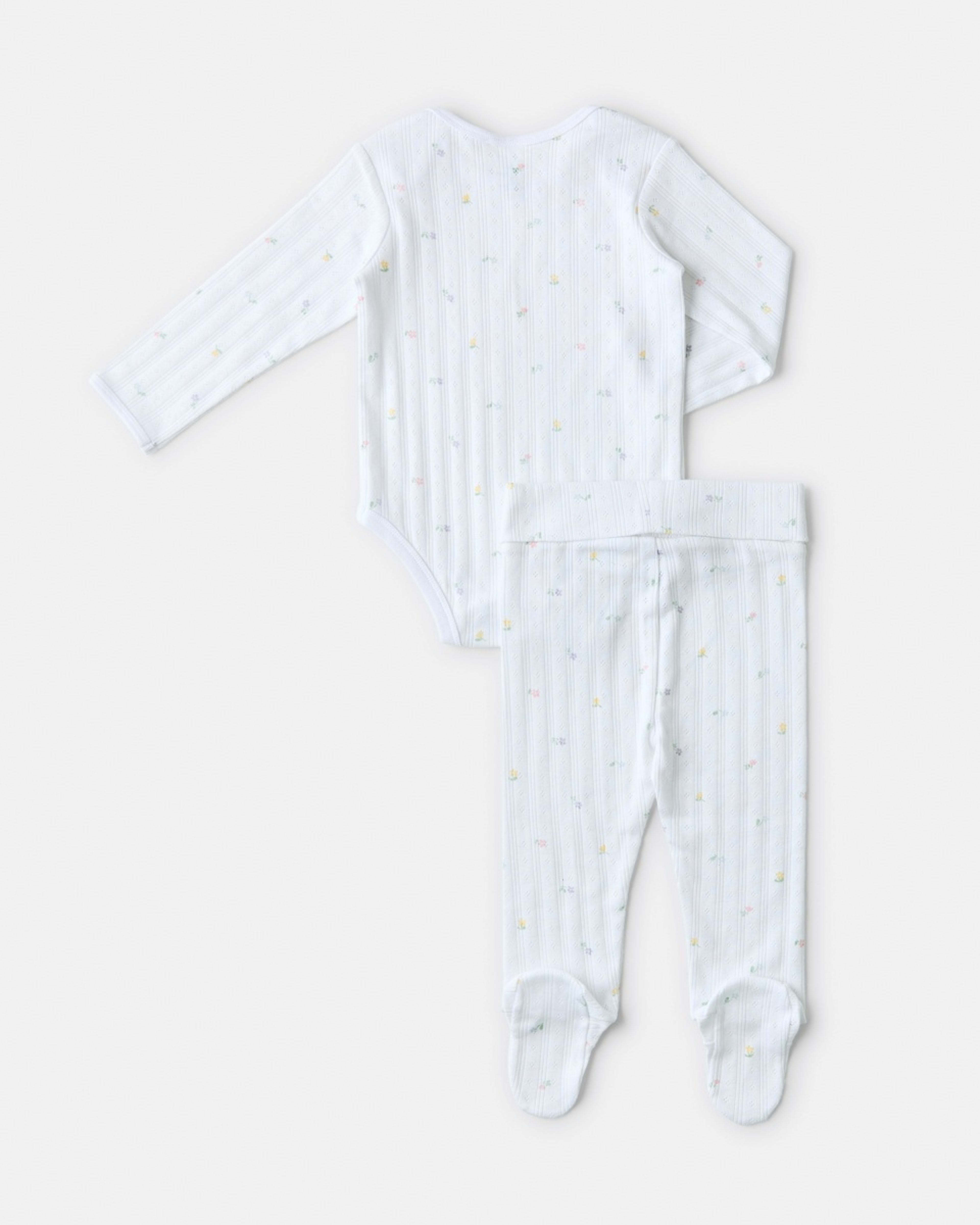 2 2 Piece Long Sleeve Newborn Set WHITE FLORAL, 2 of 5