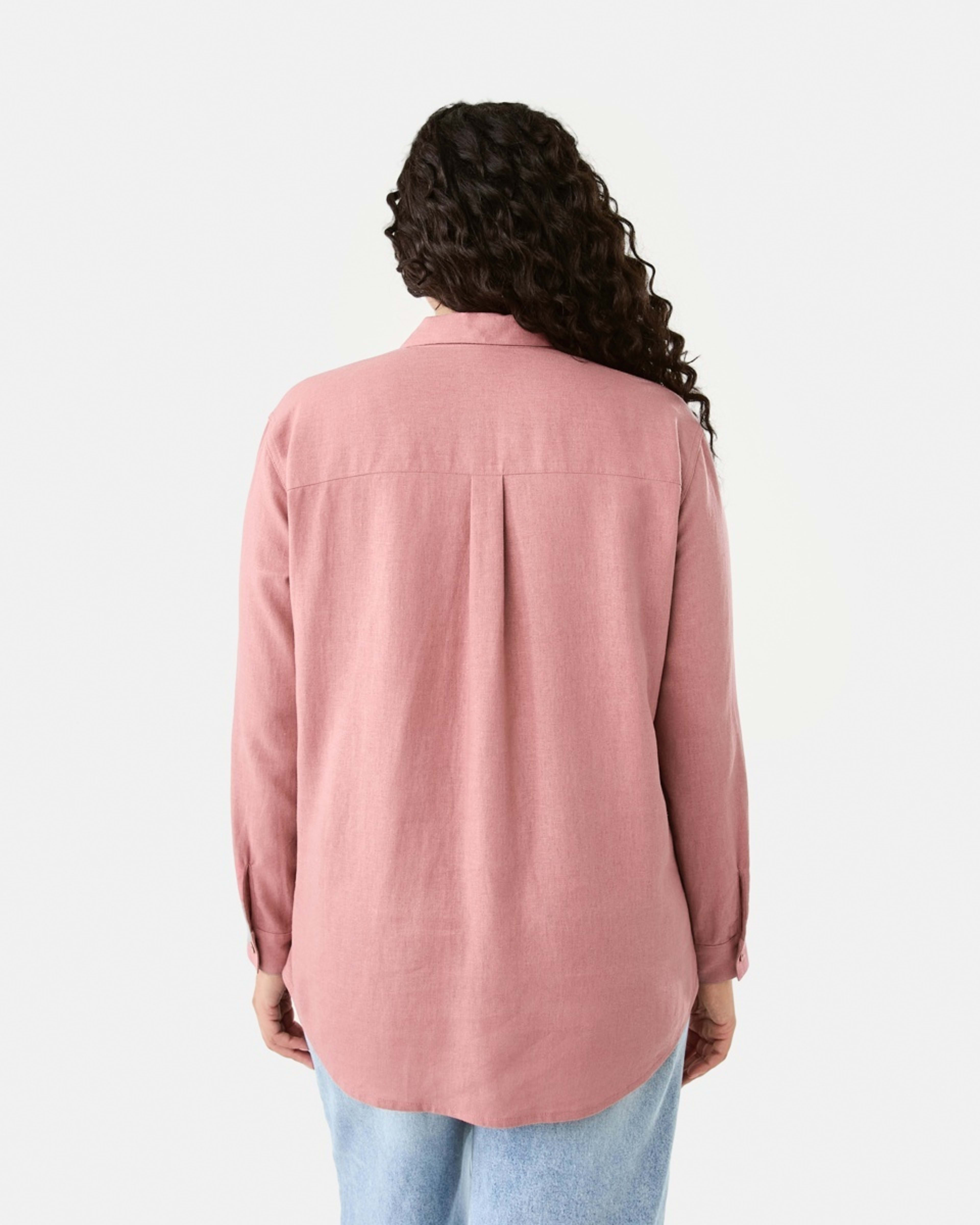 3 Long Sleeve Linen Blend Shirt Soft Red, 3 of 8