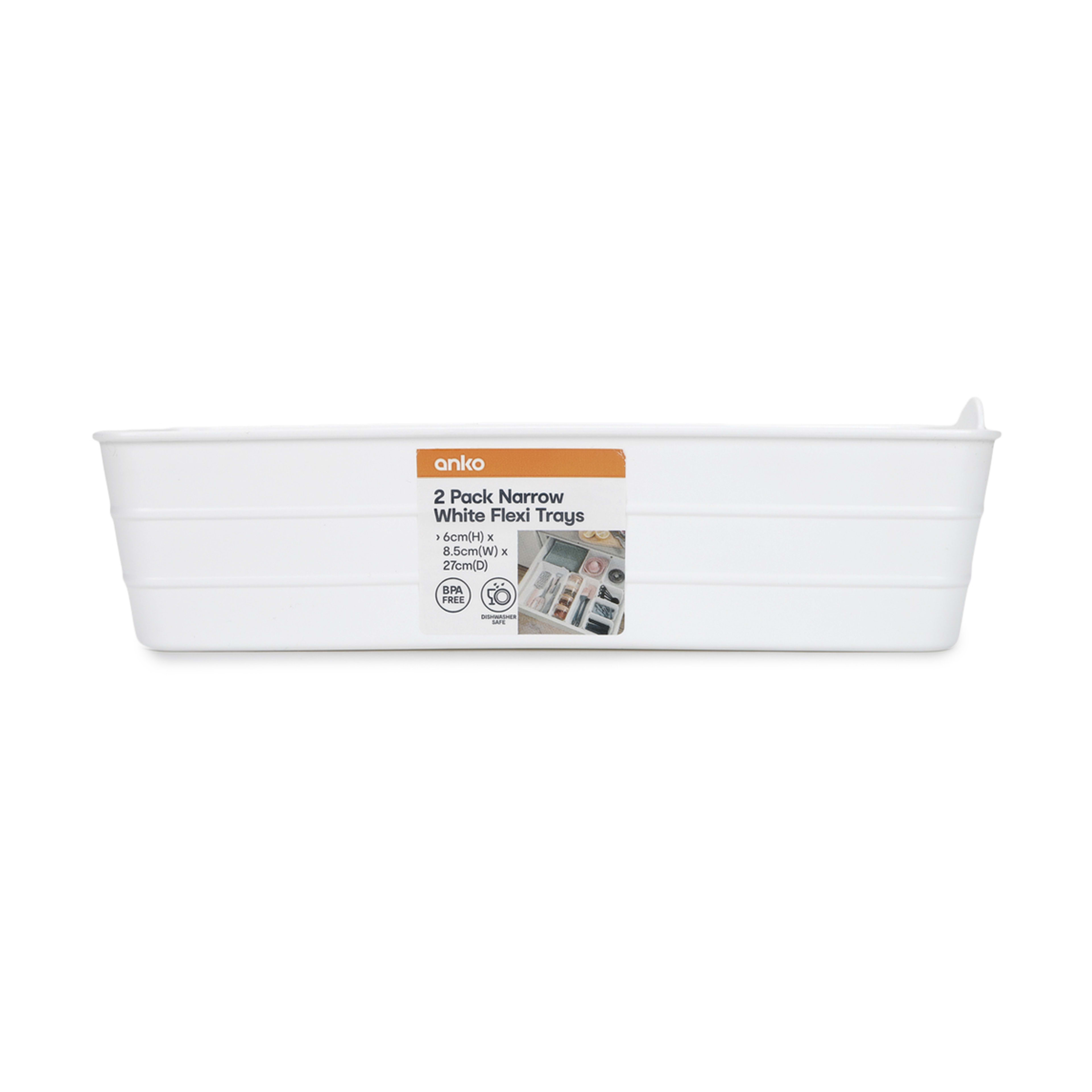 8 2 Pack Narrow Flexi Trays - White, 8 of 9