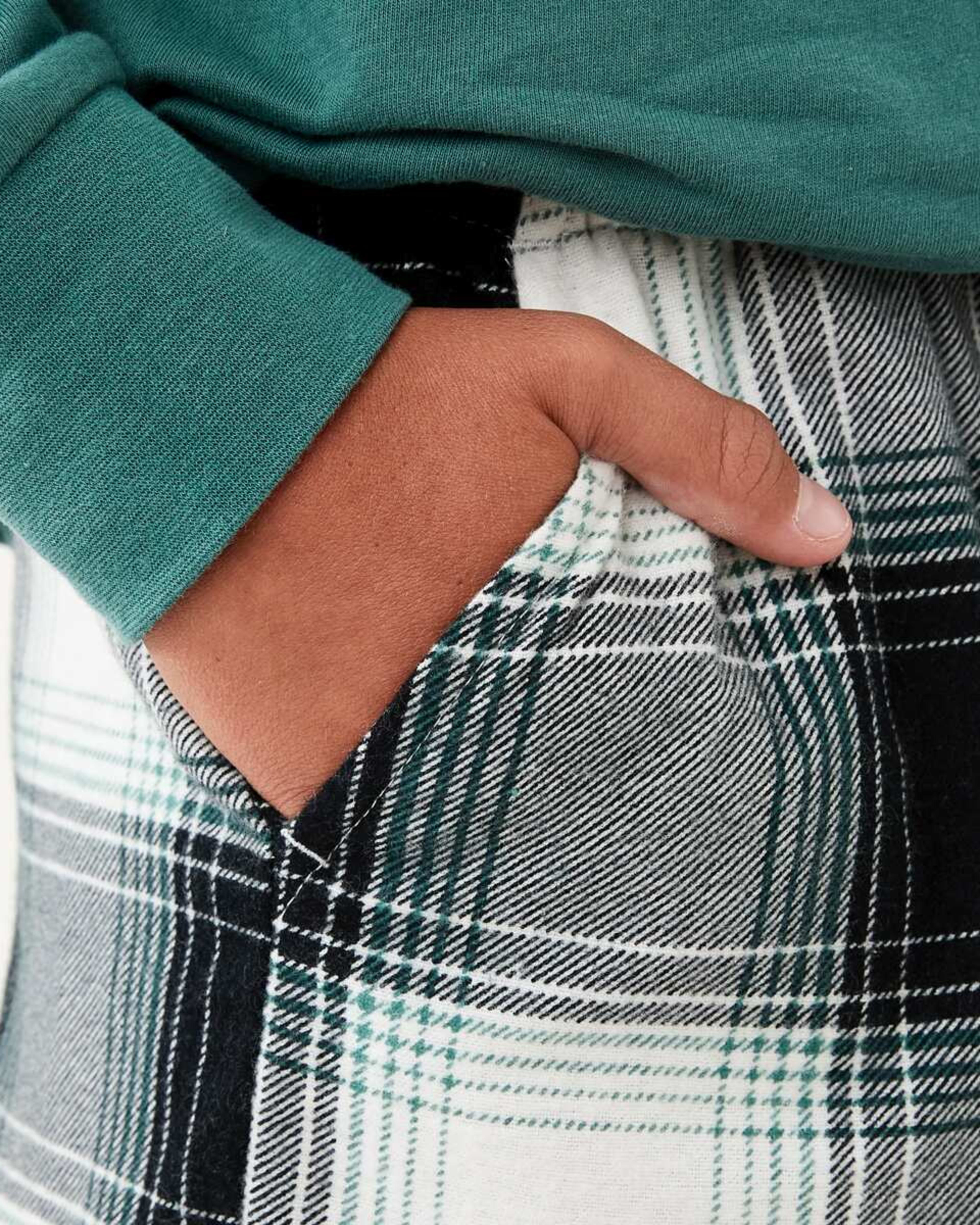 6 Knit Flannel Pyjama Set Blk Check, 6 of 10