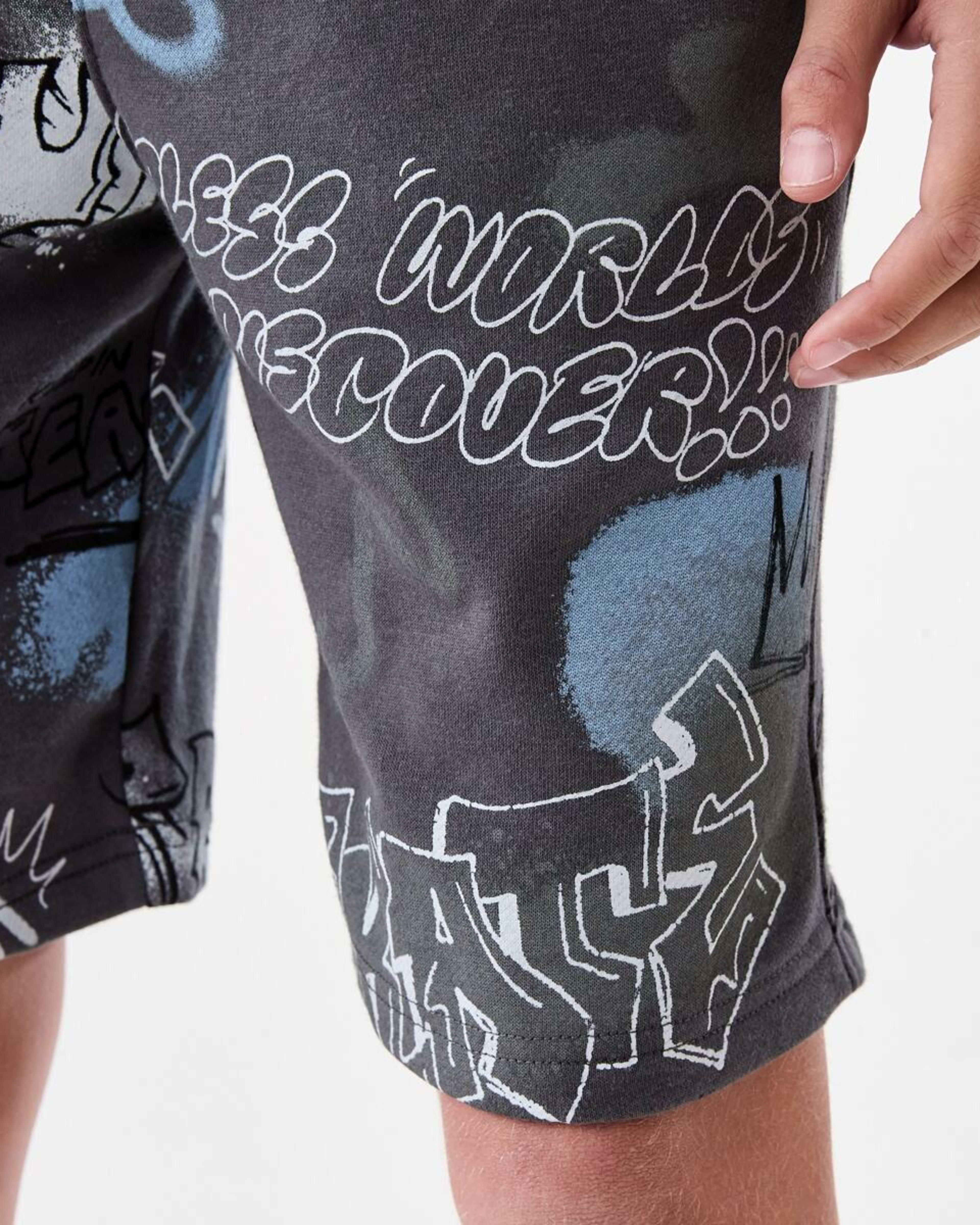 3 Printed Knit Shorts GRAFFITI OVERSPRAY GREY, 3 of 7
