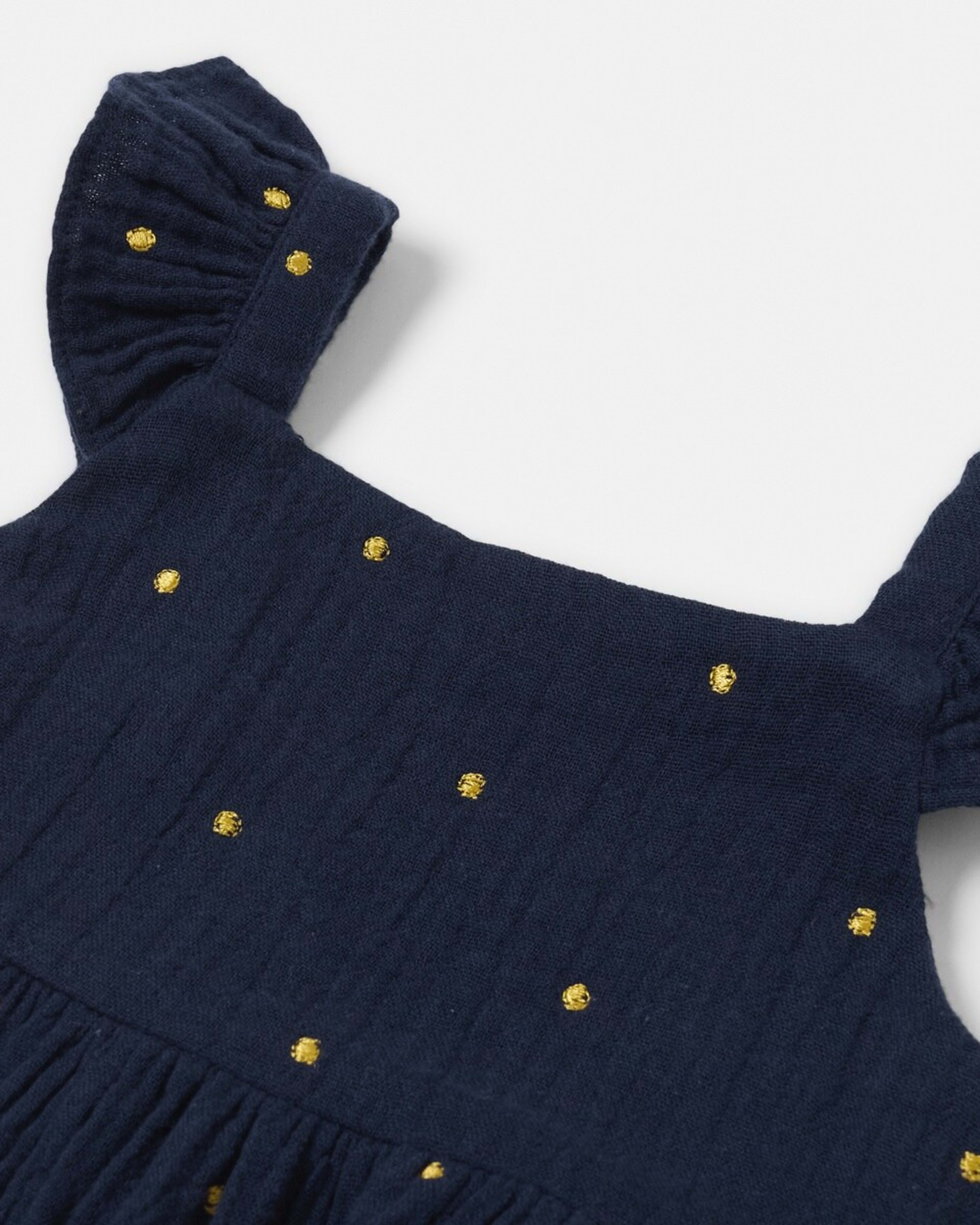 6 Tiered Dress Navy Dots, 6 of 7