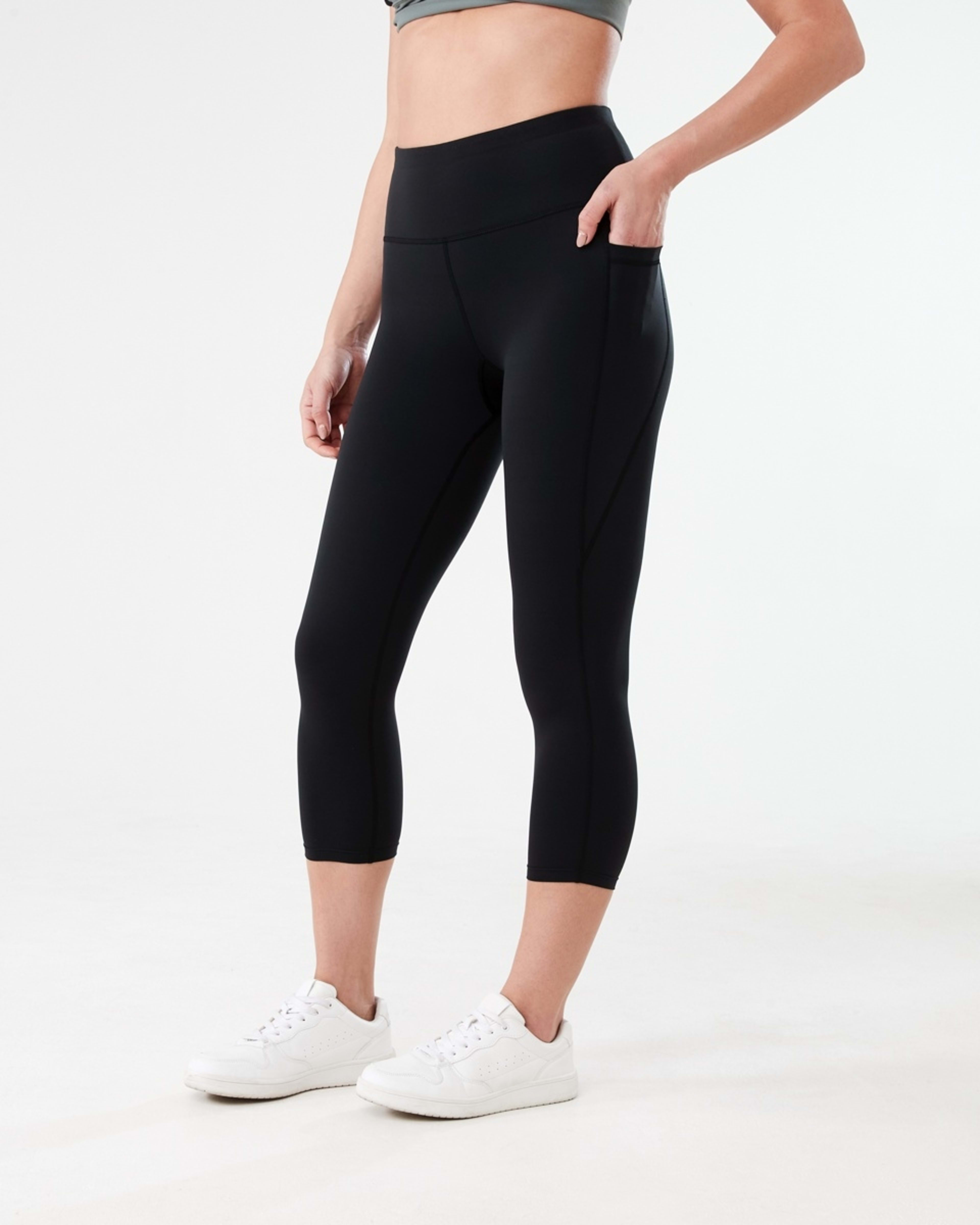 2 Active Womens Crop Training Leggings BLACK, 2 of 6