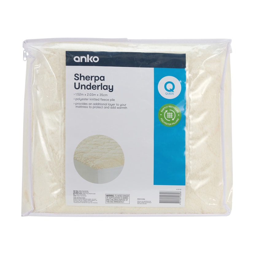 Sherpa Underlay Queen Bed, Buff Beige Kmart