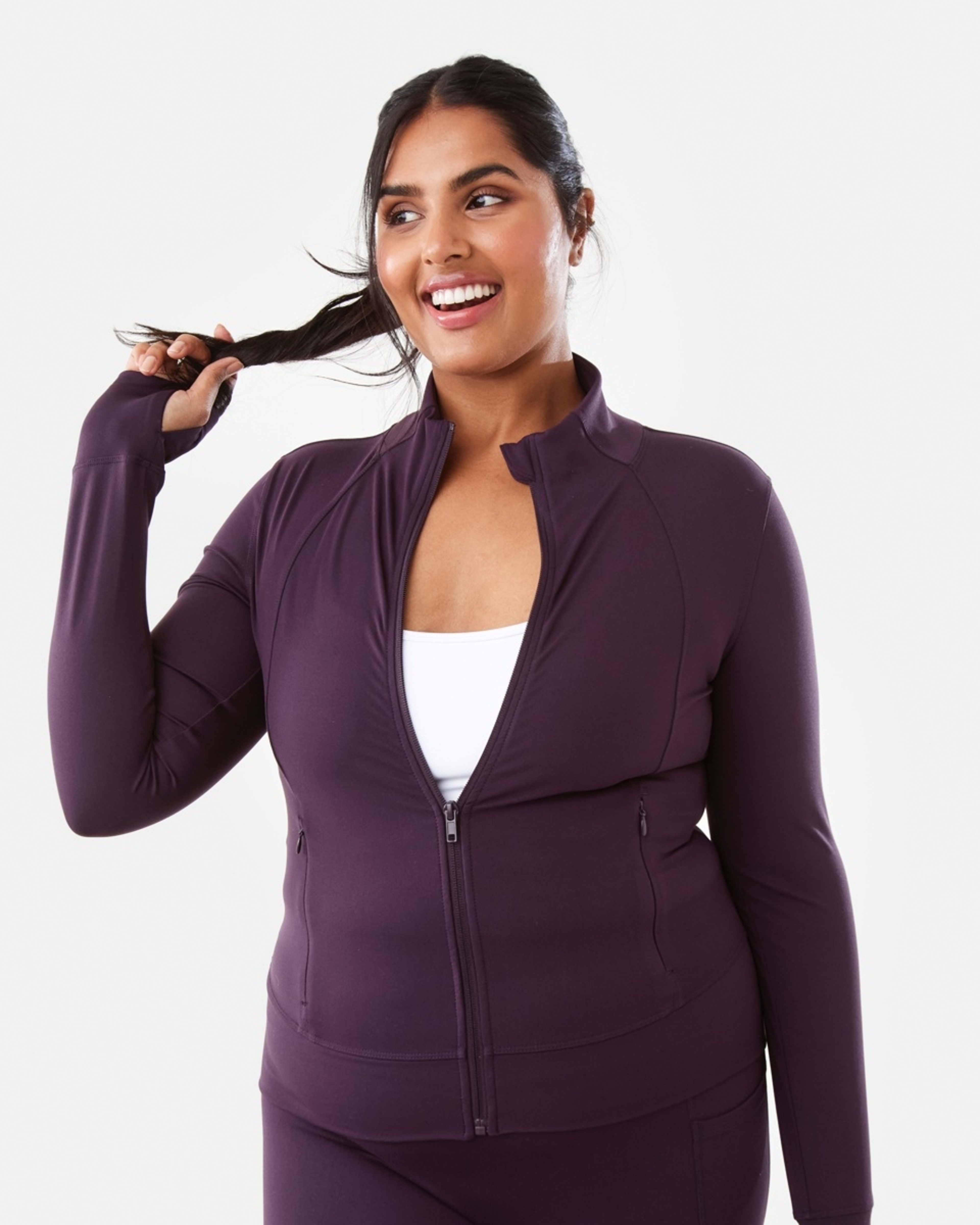 3 Active Womens Long Sleeve Ultrasoft Jacket Pur Rasin, 3 of 10