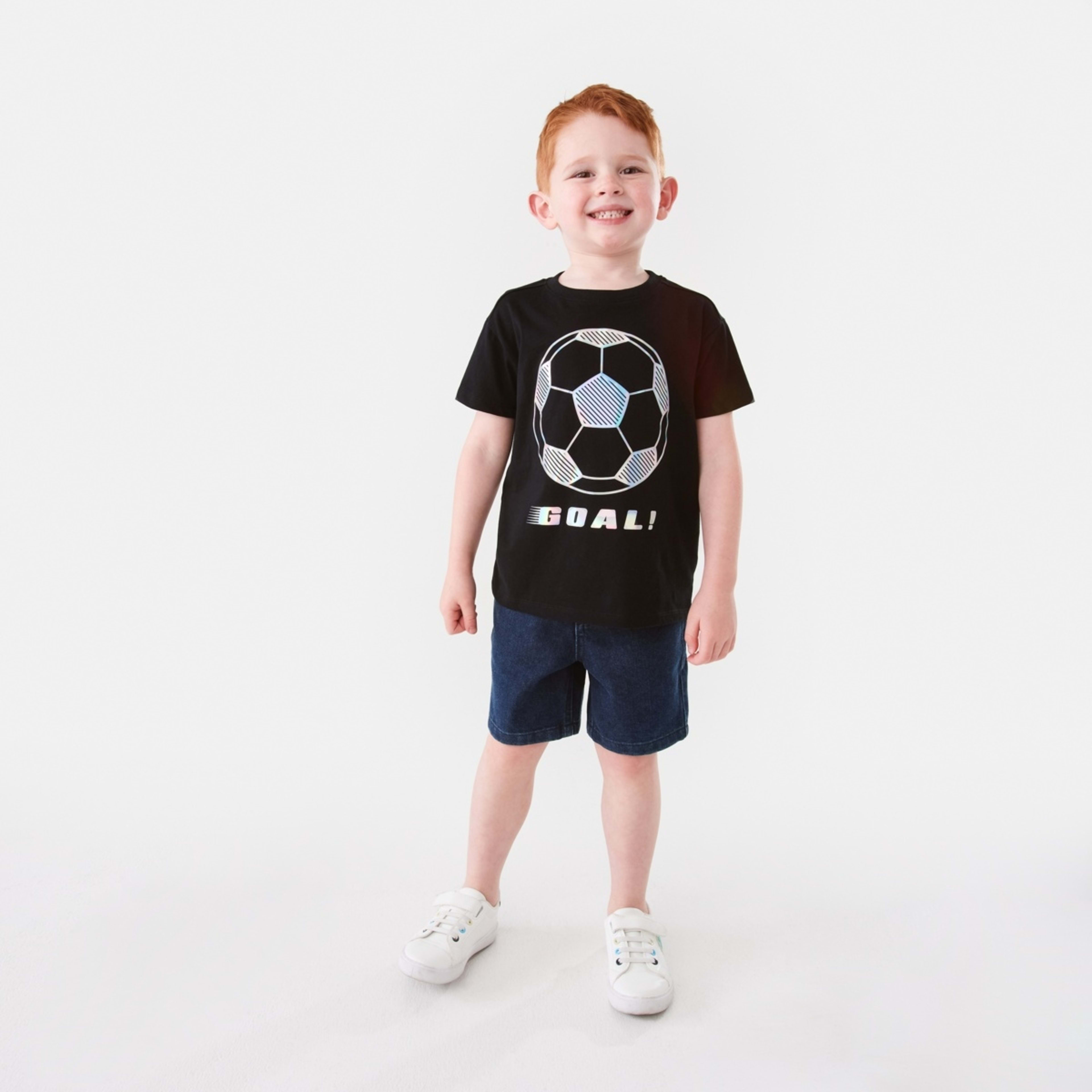 5 Mirror Foil Print T-shirt Blk Soccr, 5 of 8