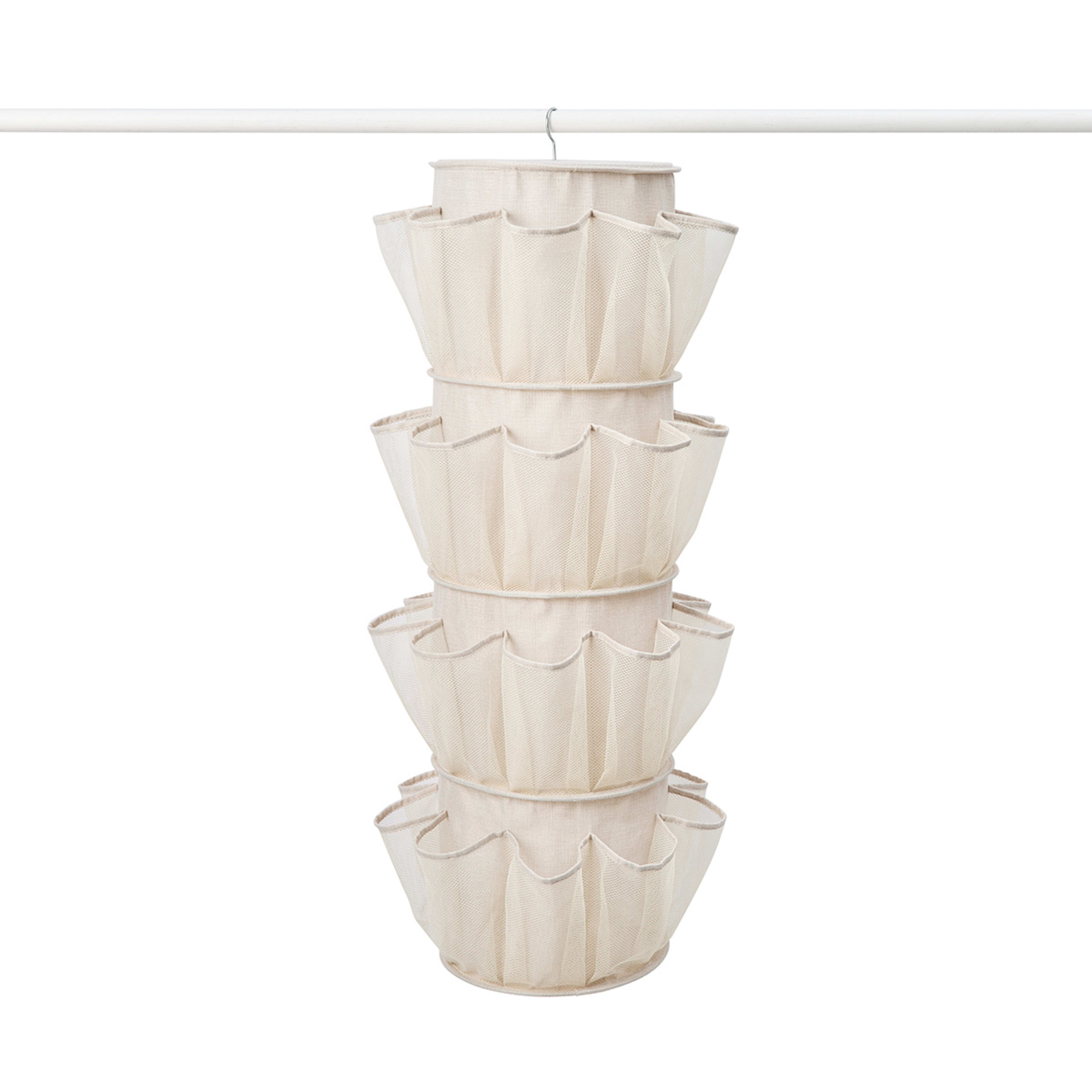 3 Linen Look Wardrobe Shoe Storage - Beige, 3 of 9