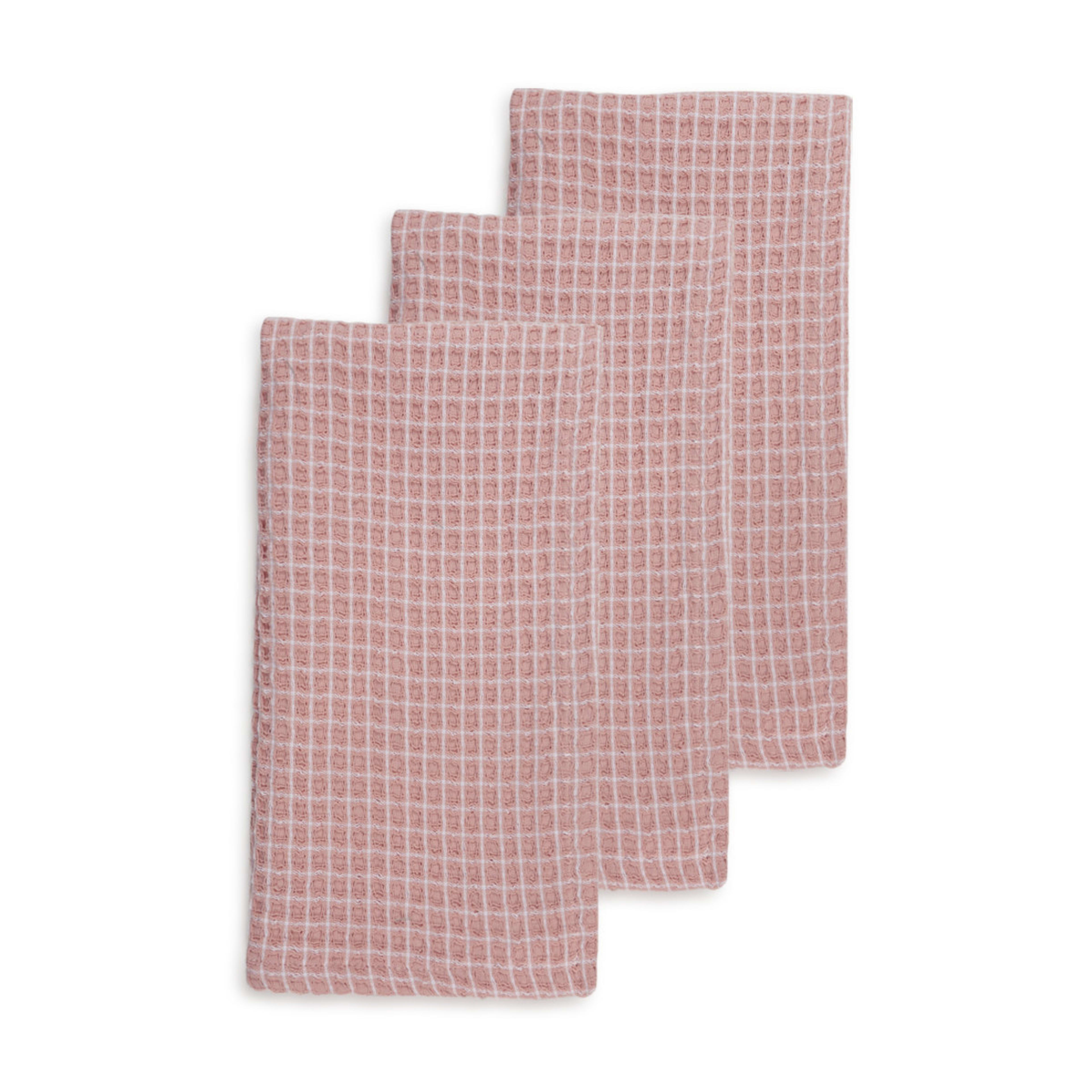 1 3 Pack Pink Waffle Tea Towels