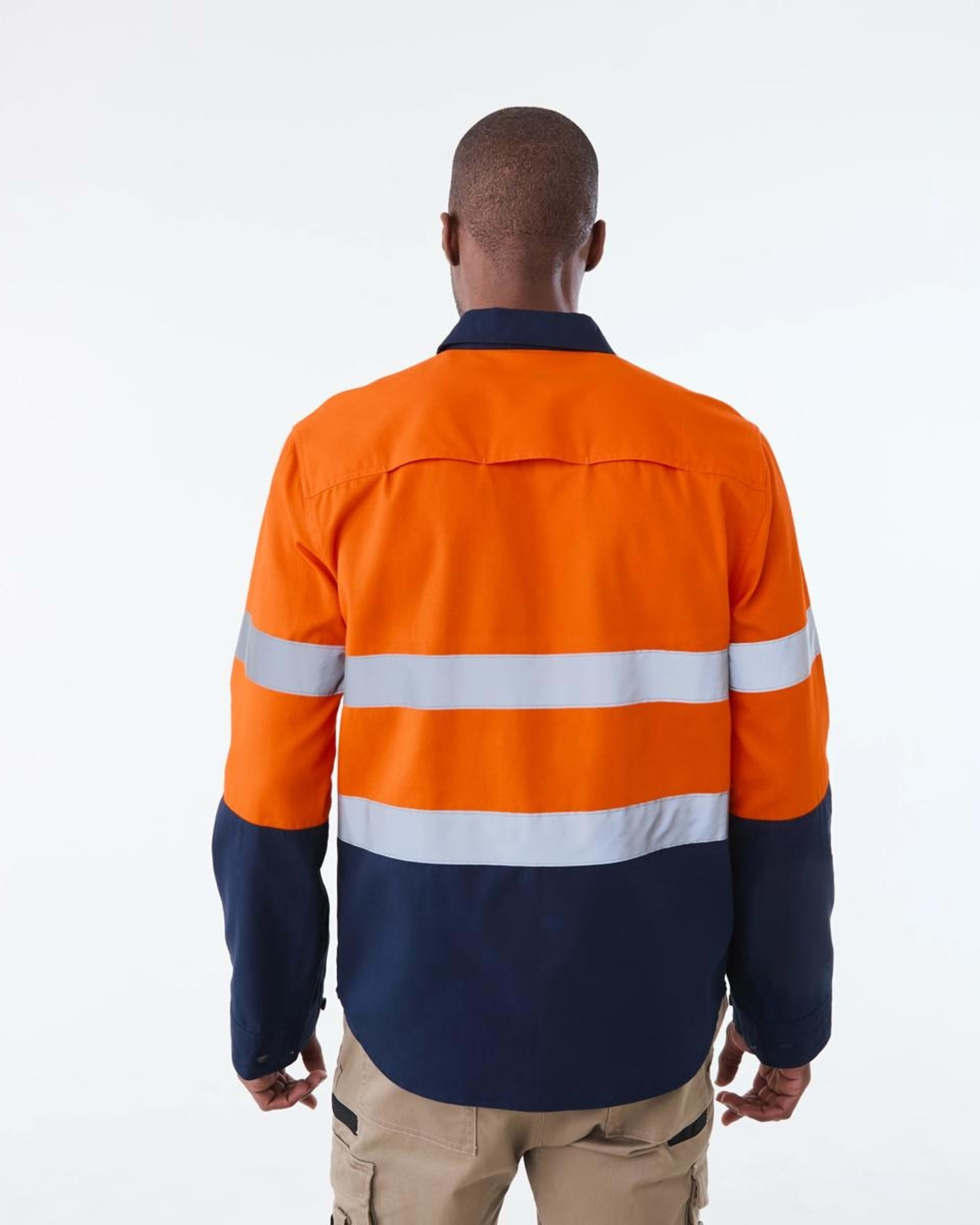 3 Workwear Long Sleeve Hi-Visibility Stretch Shirt Safety Orange, 3 of 4