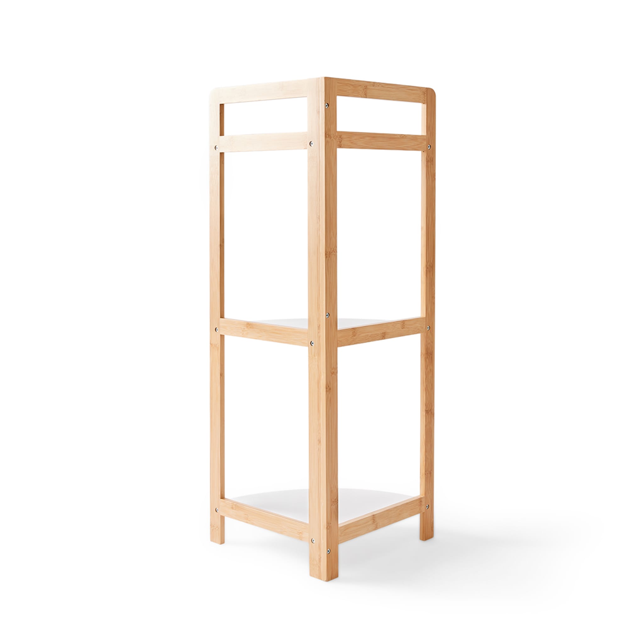 Bamboo and White 3 Tier Corner Shelf - Kmart
