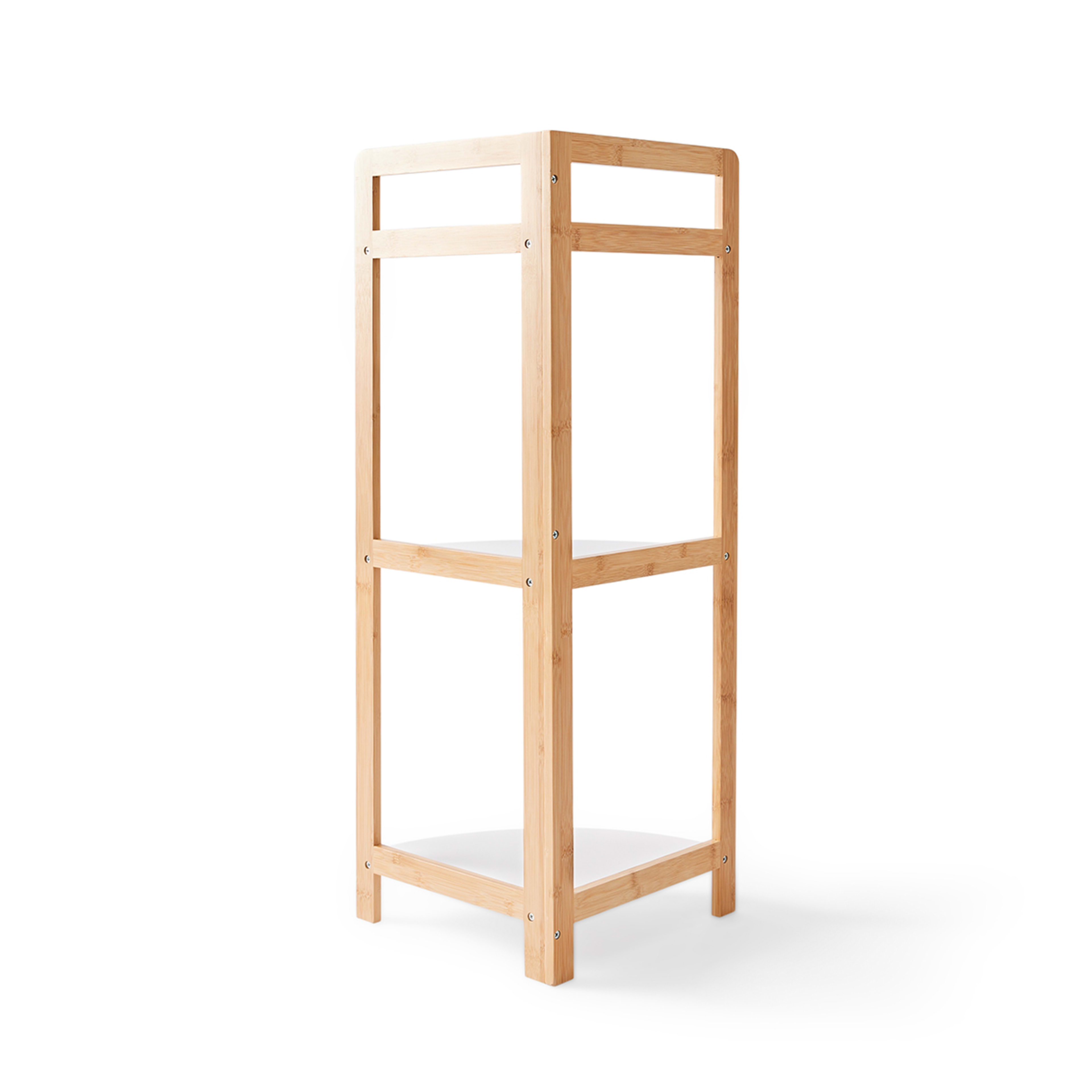 Bamboo and White 3 Tier Corner Shelf Kmart