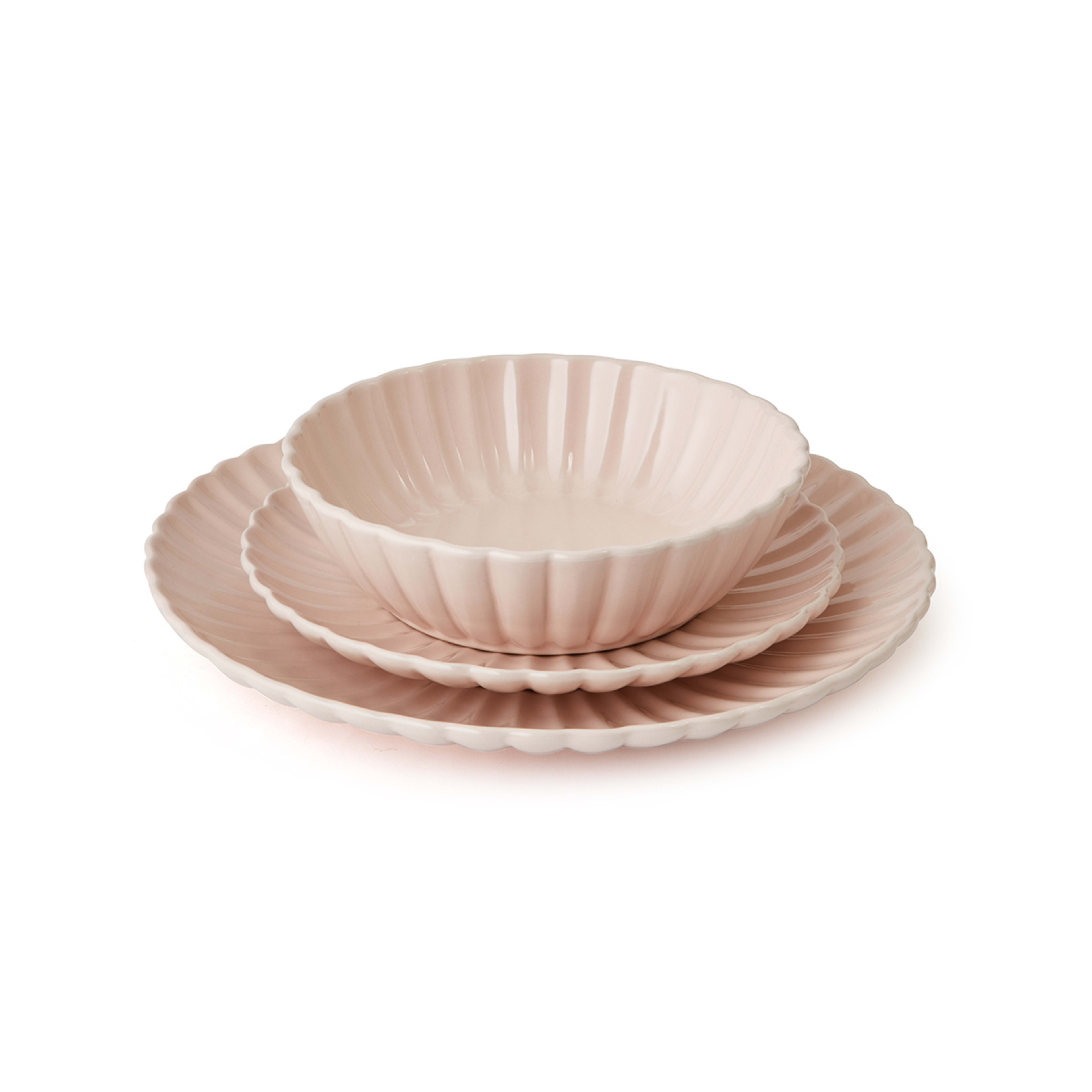 Pink Scalloped 12 Piece Dinner Set Kmart