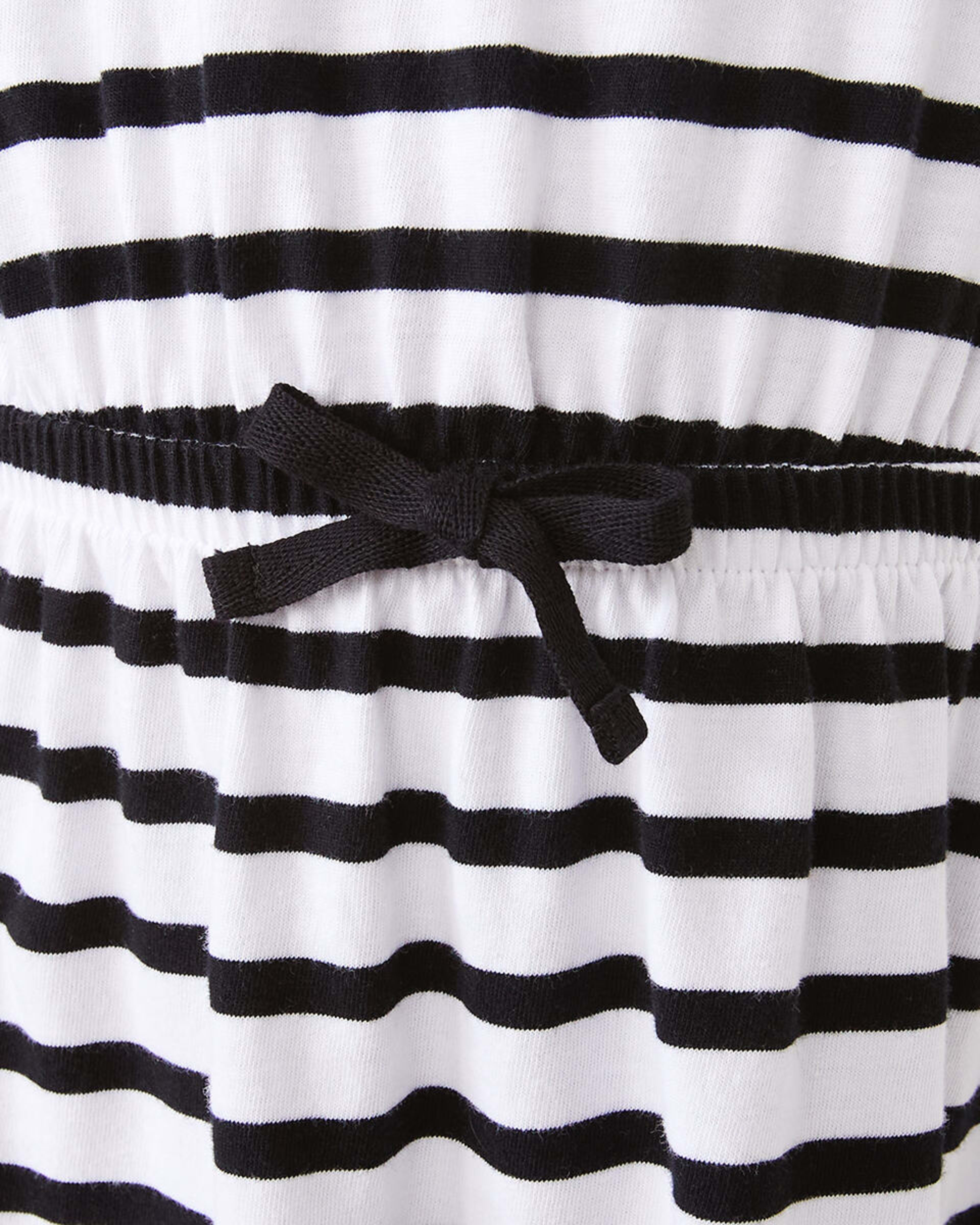 5 Gathered Waist Knit Dress Blk Stripe, 5 of 10