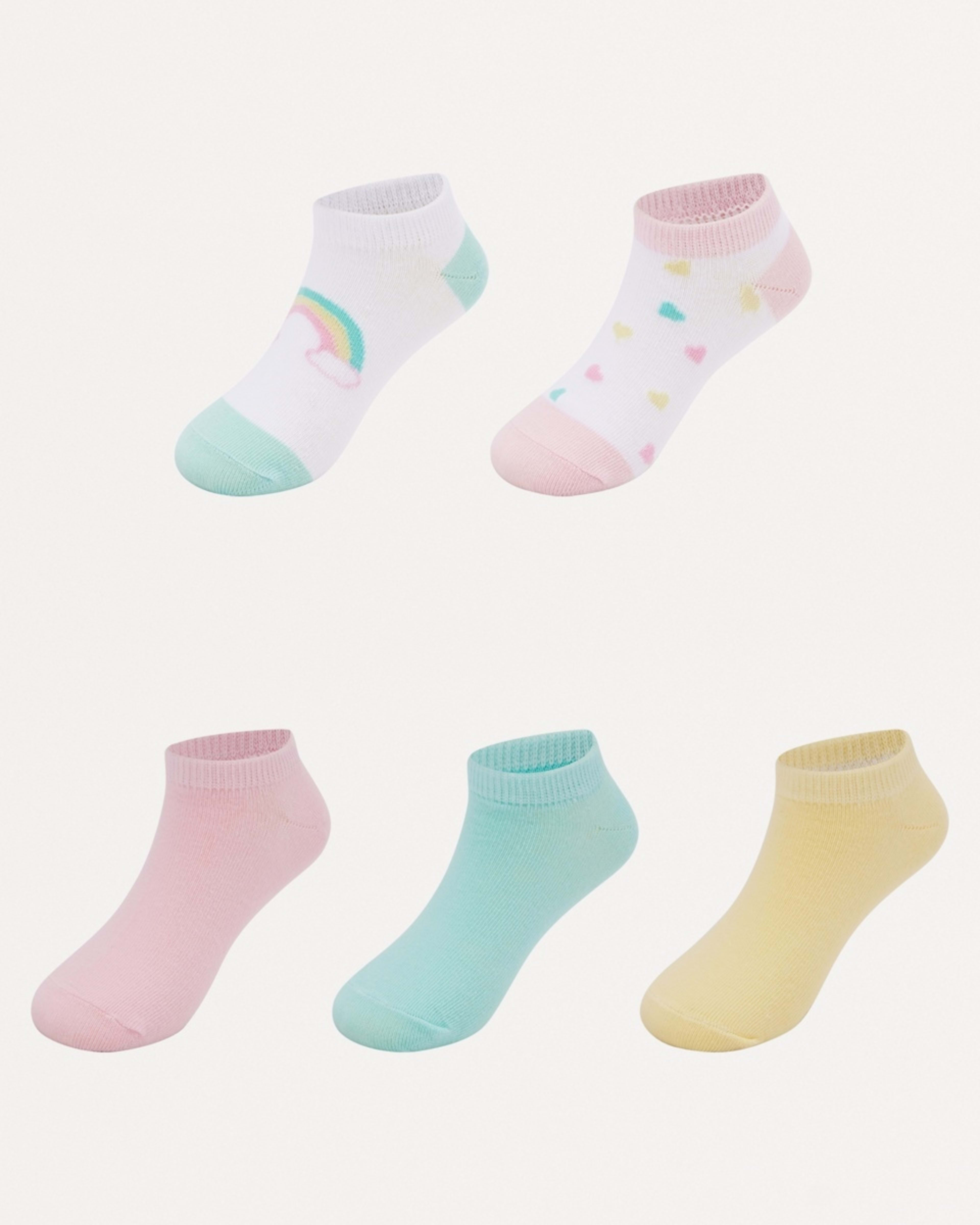 1 5 Pack Low Cut Socks PASTEL RAINBOW, 1 of 3