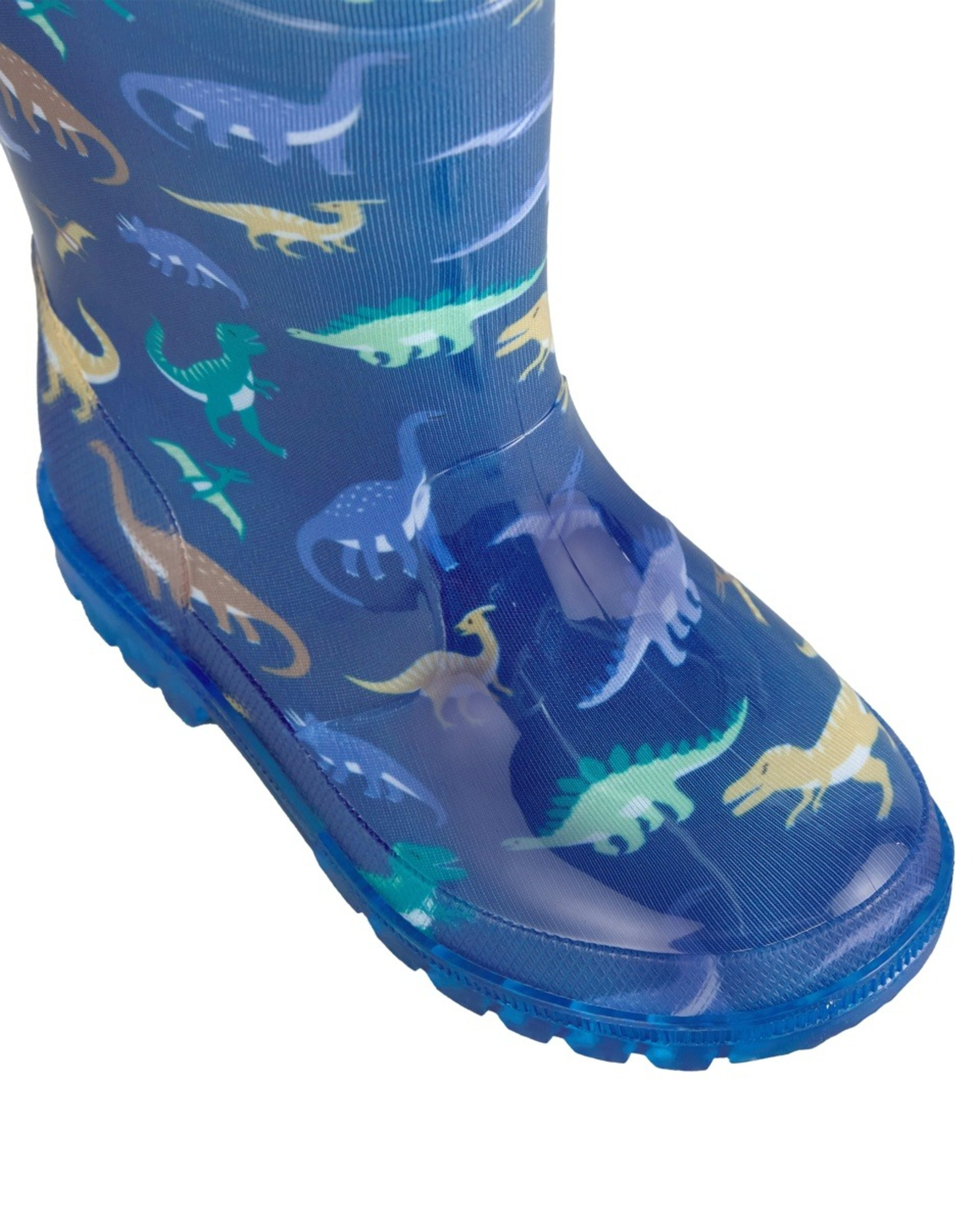 4 Junior Light Up Rainboots Friendly Dino Estite Blue, 4 of 6