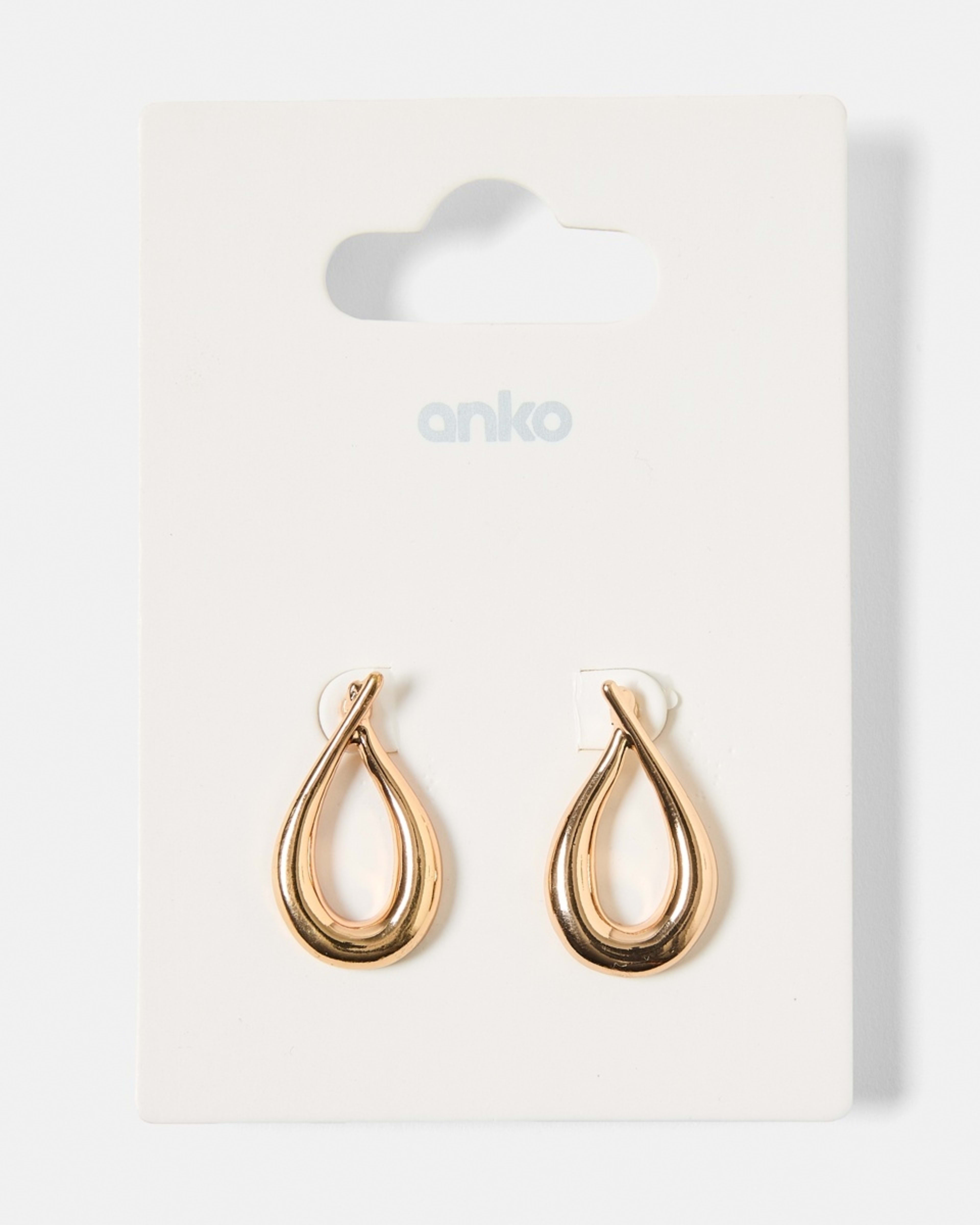 5 Crossover Teardrop Earrings - Gold Tone Gold, 5 of 5