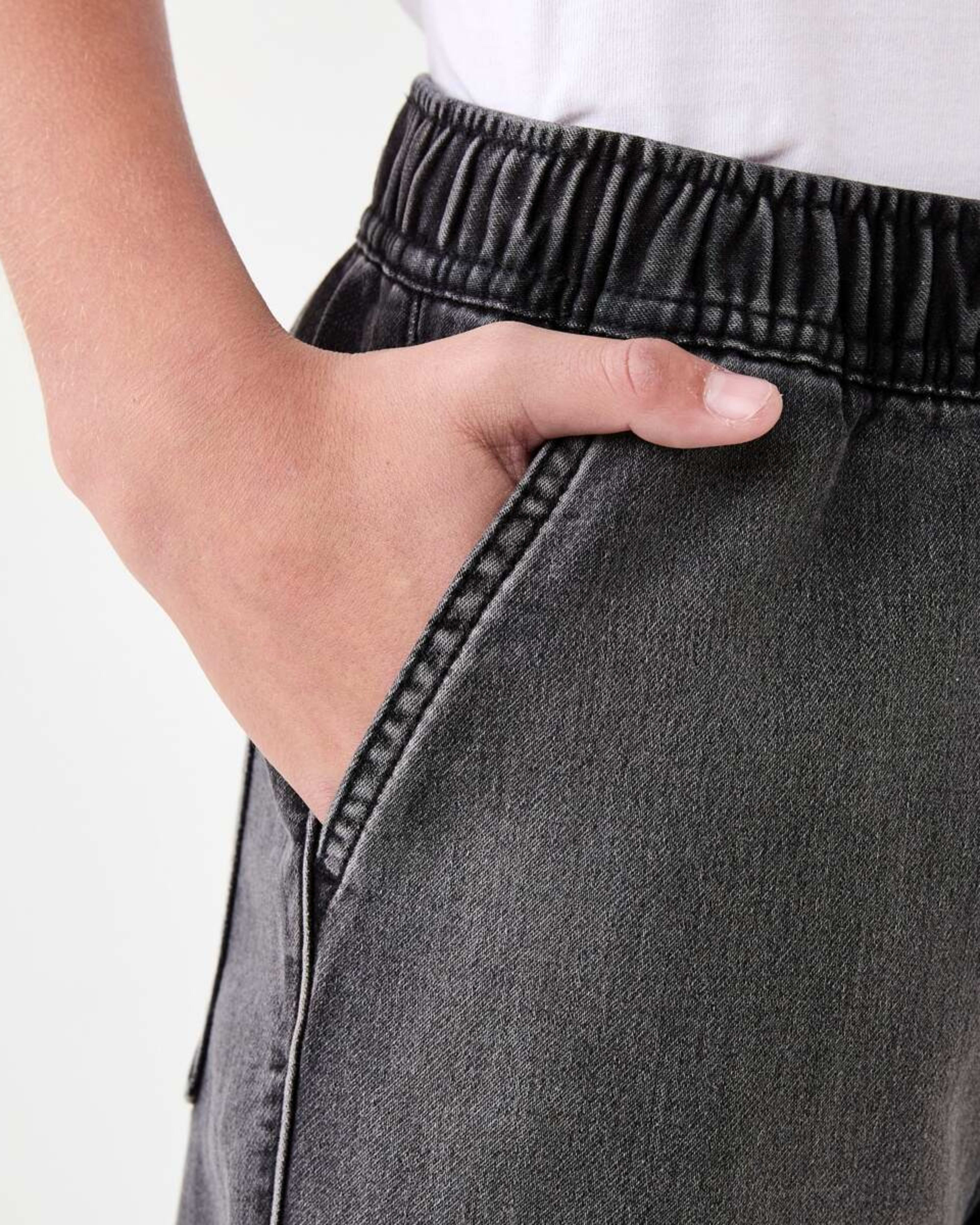 5 Pull On Denim Moto Shorts BLACK WASH, 5 of 7