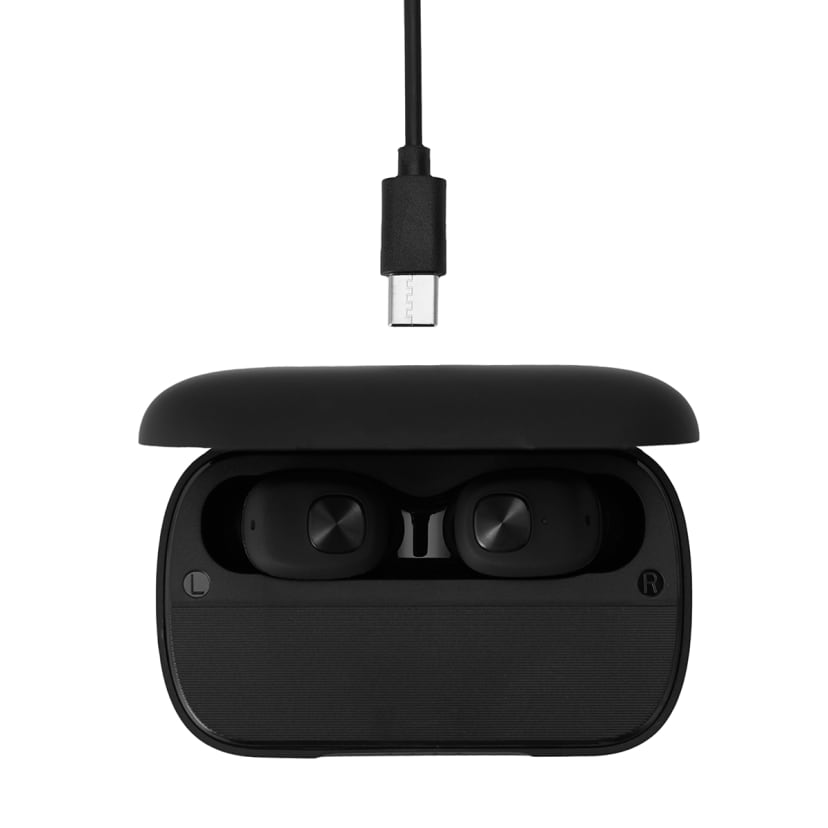 True Wireless Earbuds with Powerbank Black Kmart