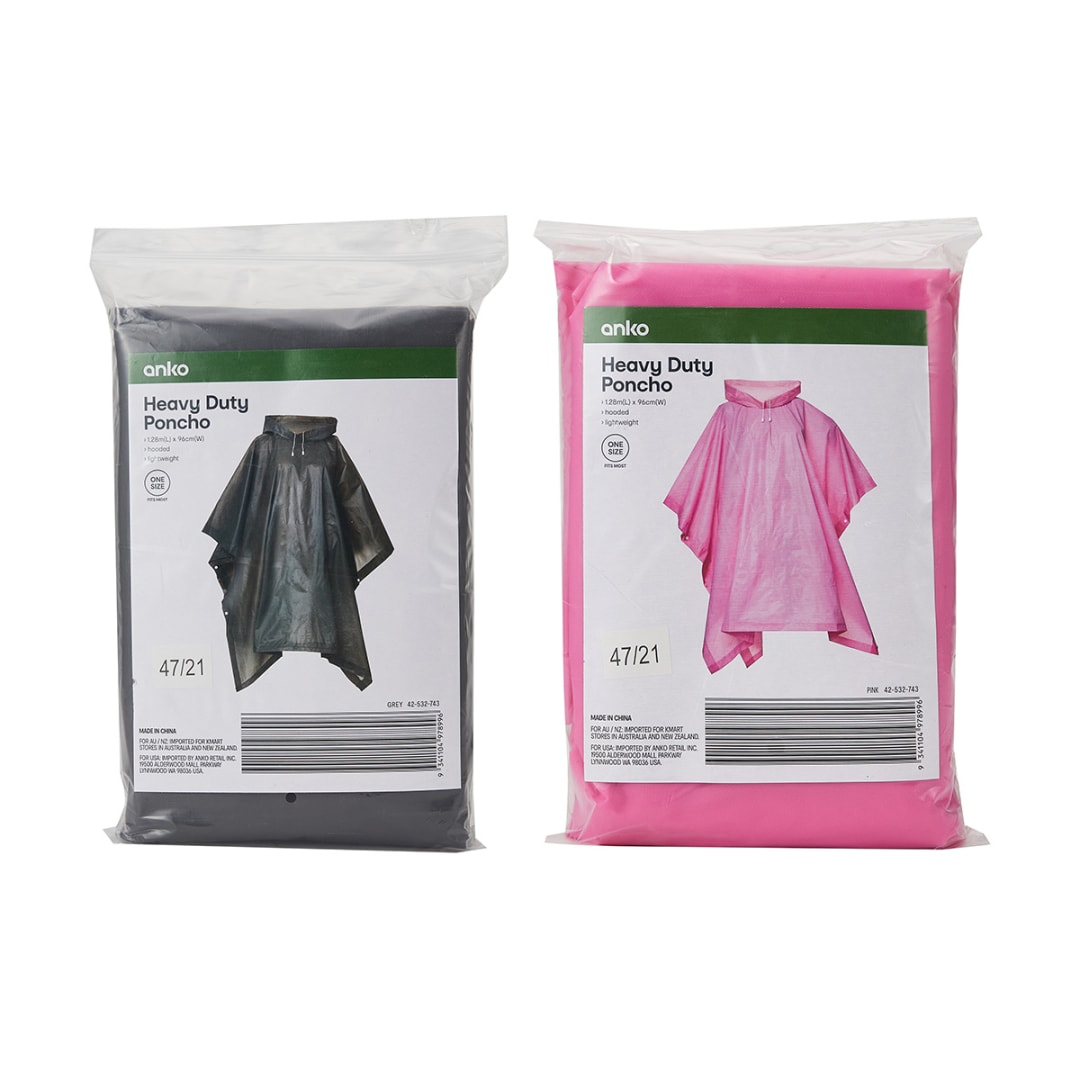 Heavy Duty Poncho Assorted Kmart
