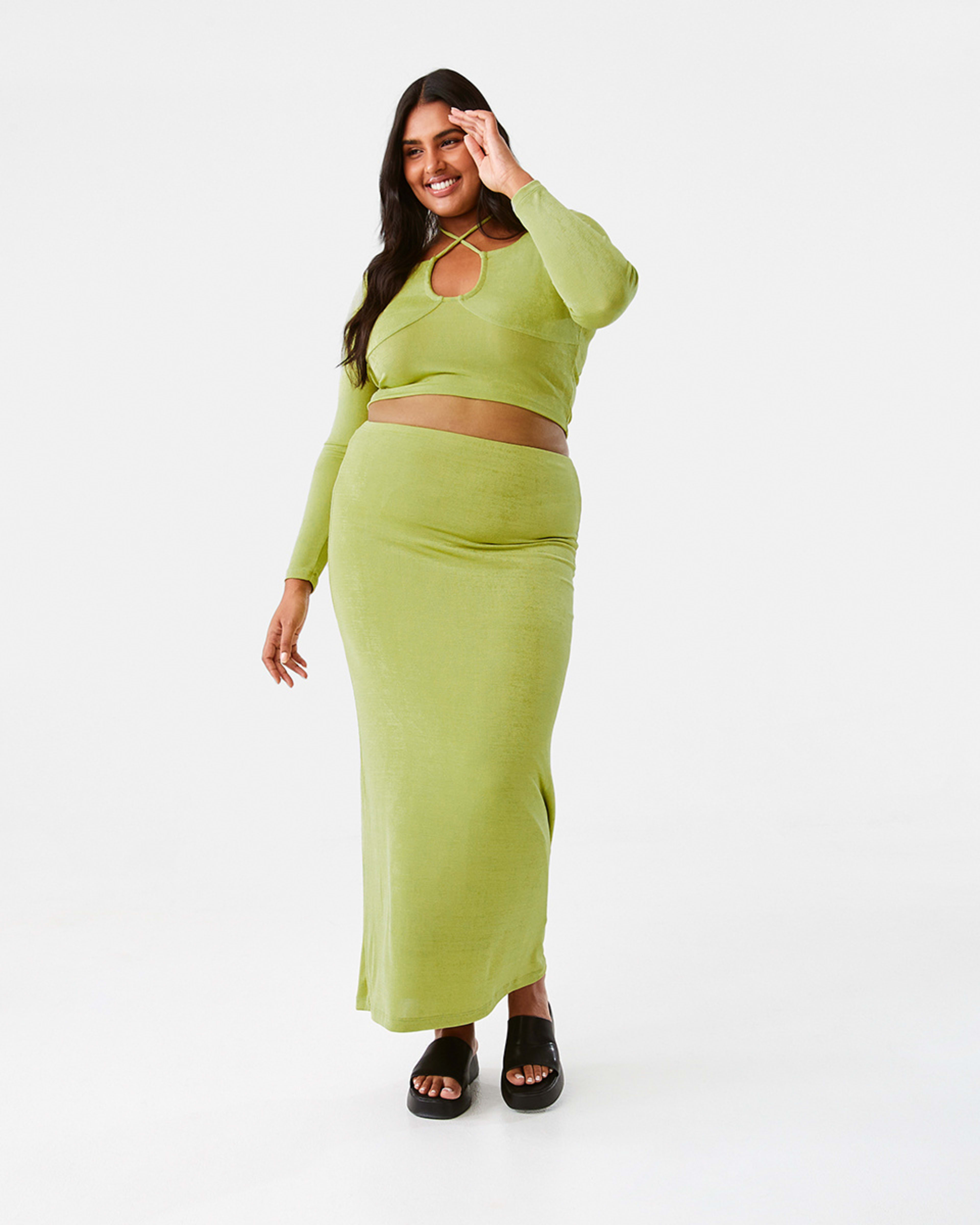 Textured Slinky Maxi Skirt Kmart