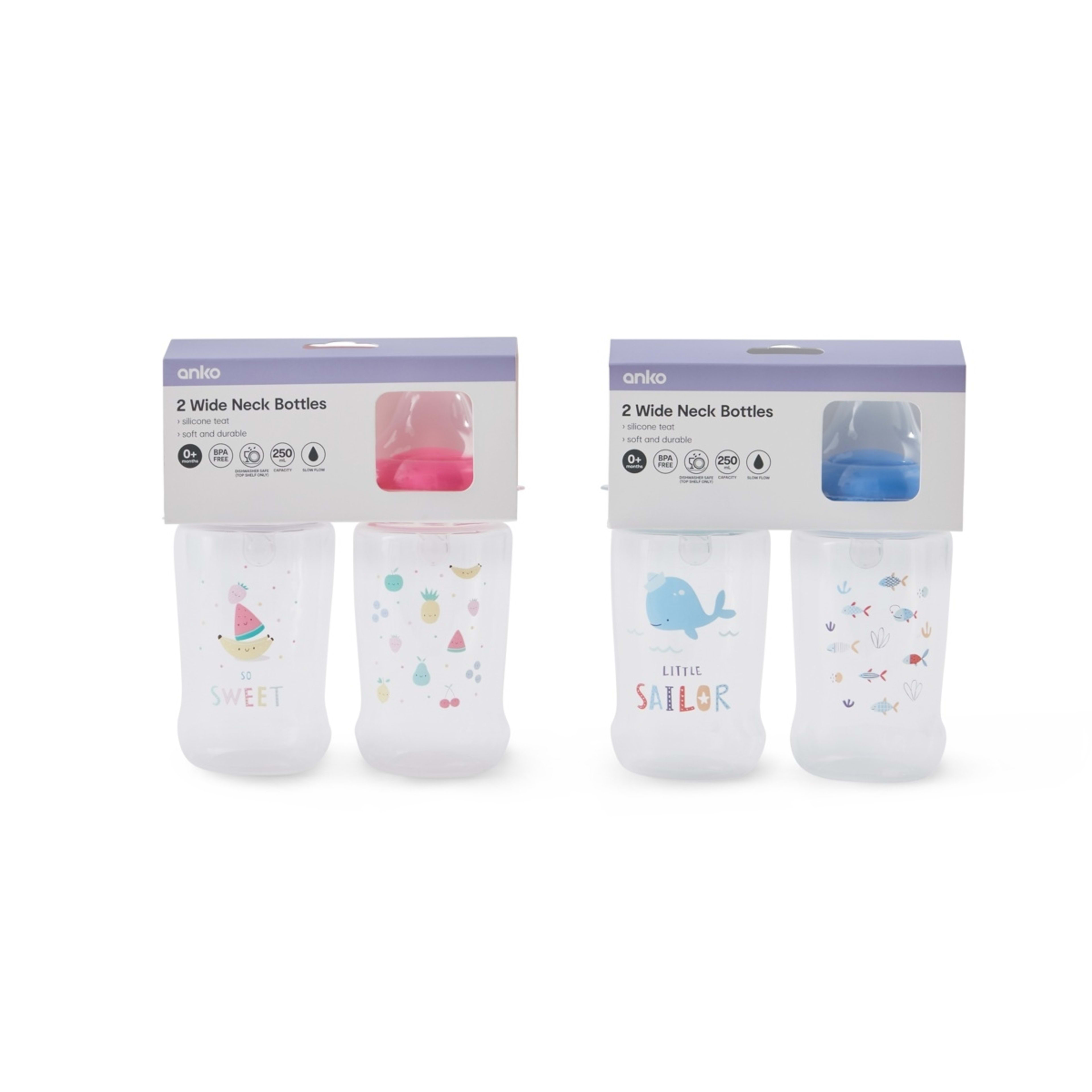 6 2 Pack Wide Neck Bottles - Assorted, 6 of 6