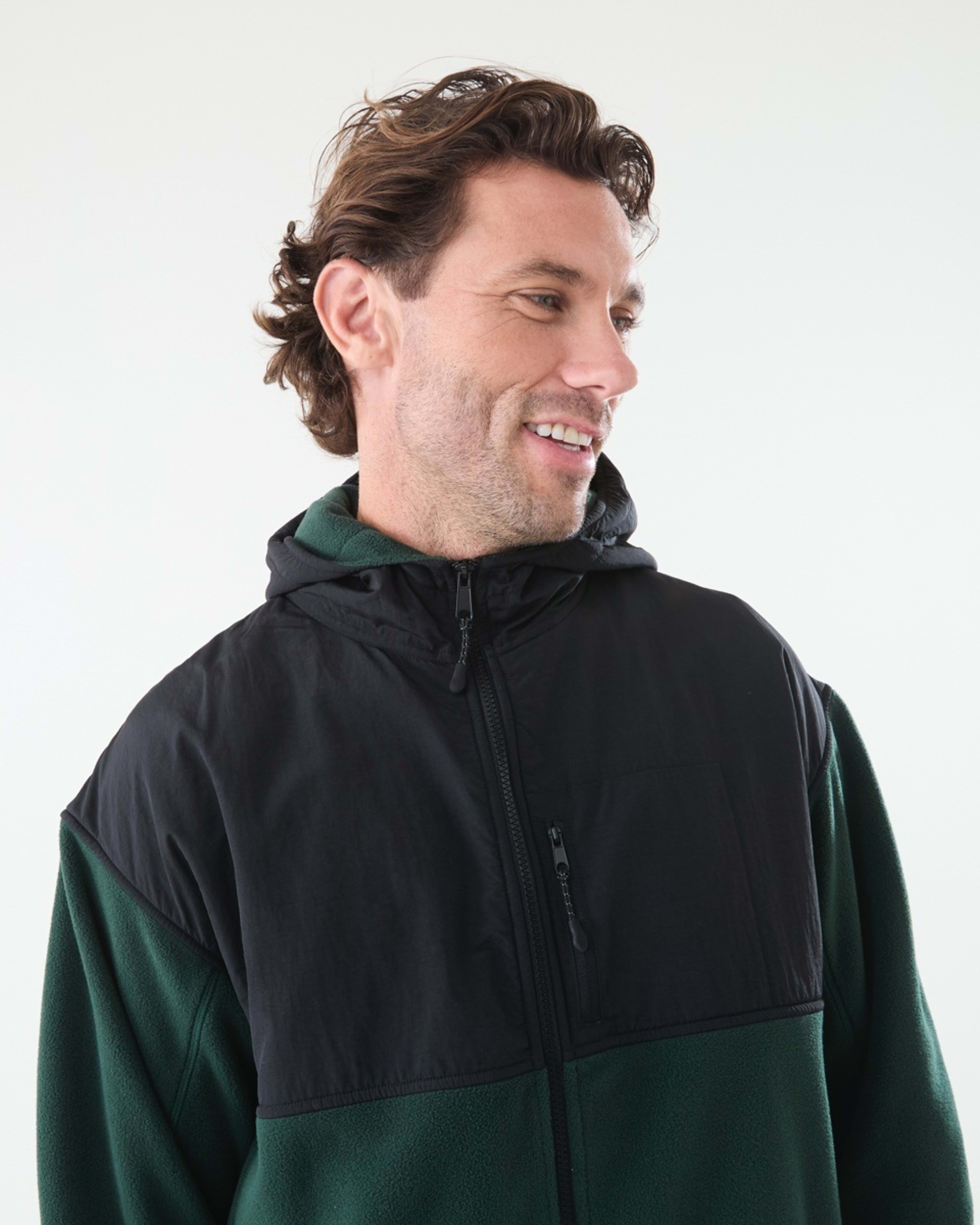5 Active Mens Polar Fleece Full Zip Hoodie Hunt Green, 5 of 6