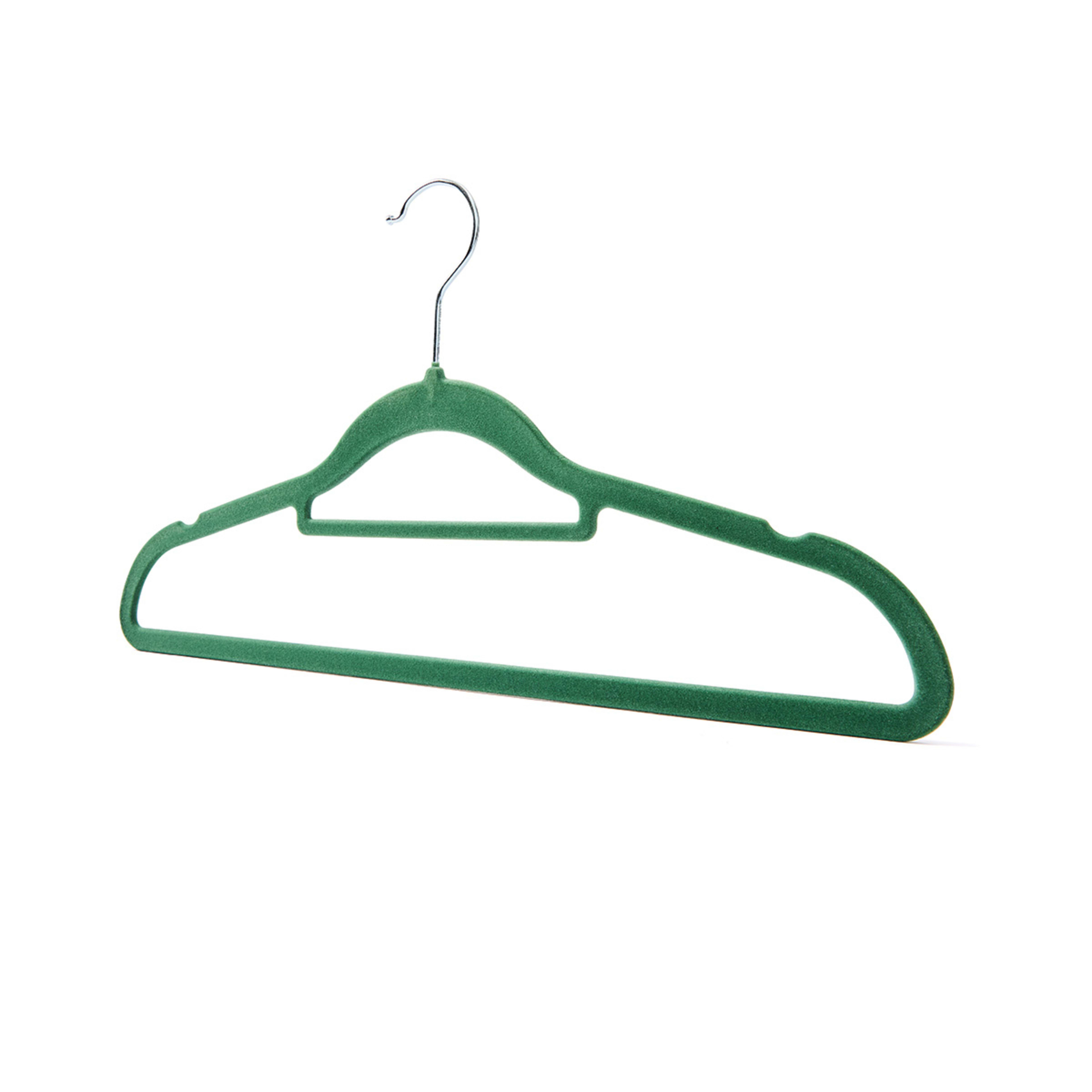 1 12 Pack Flocked Hangers - Green, 1 of 8