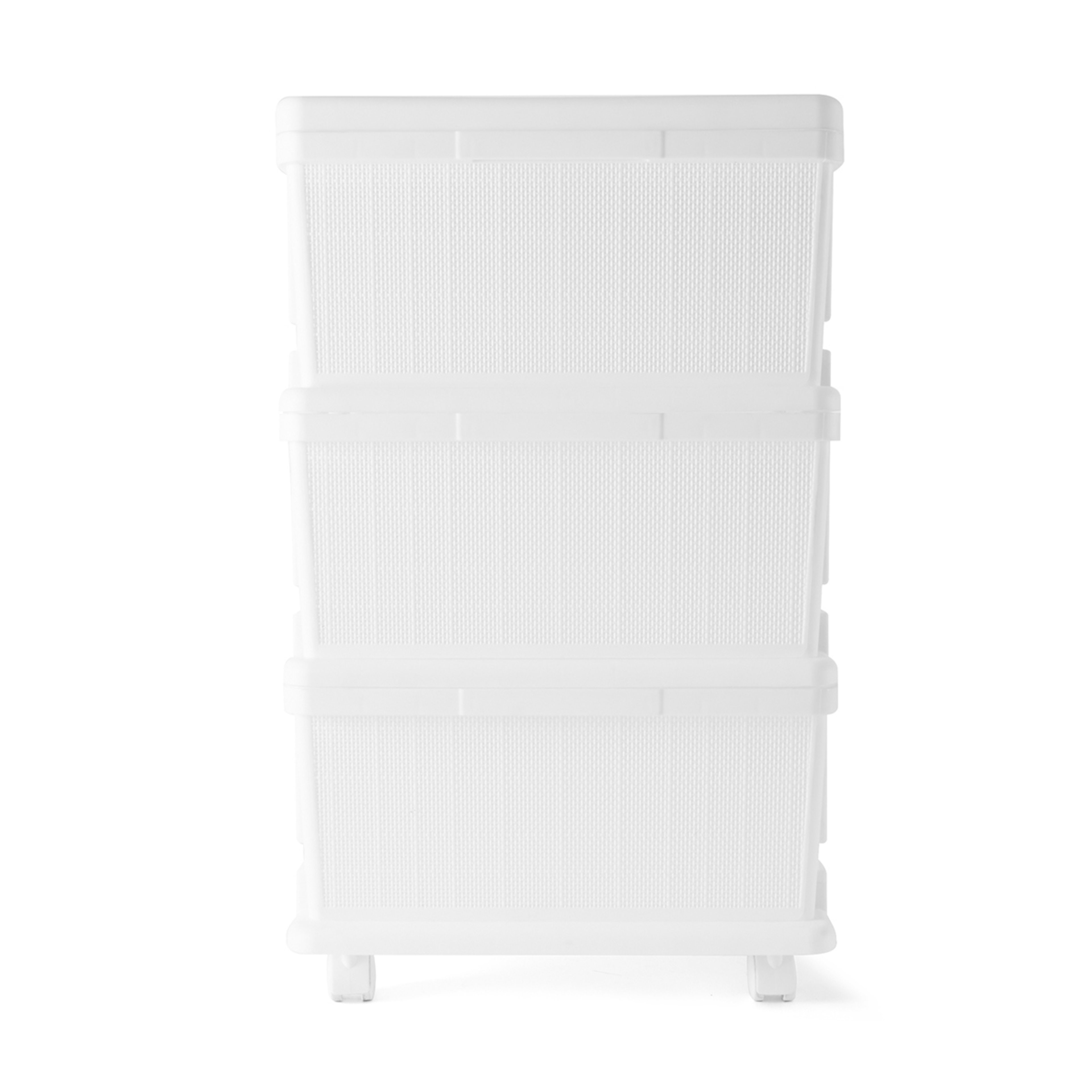 3 3 Linen Weave Drawers - White, 3 of 10