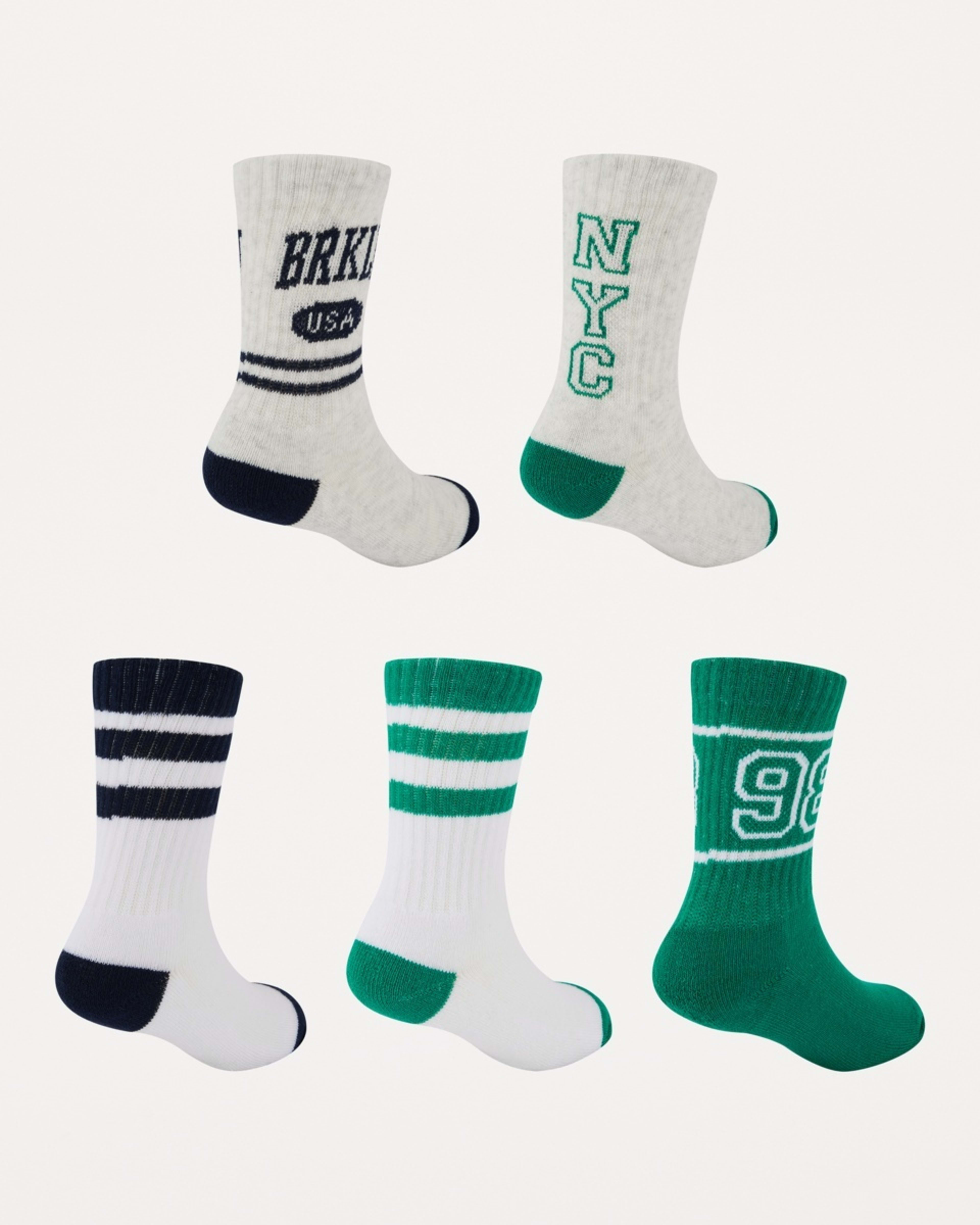 2 5 Pack Crew Socks GREEN VARSITY, 2 of 3