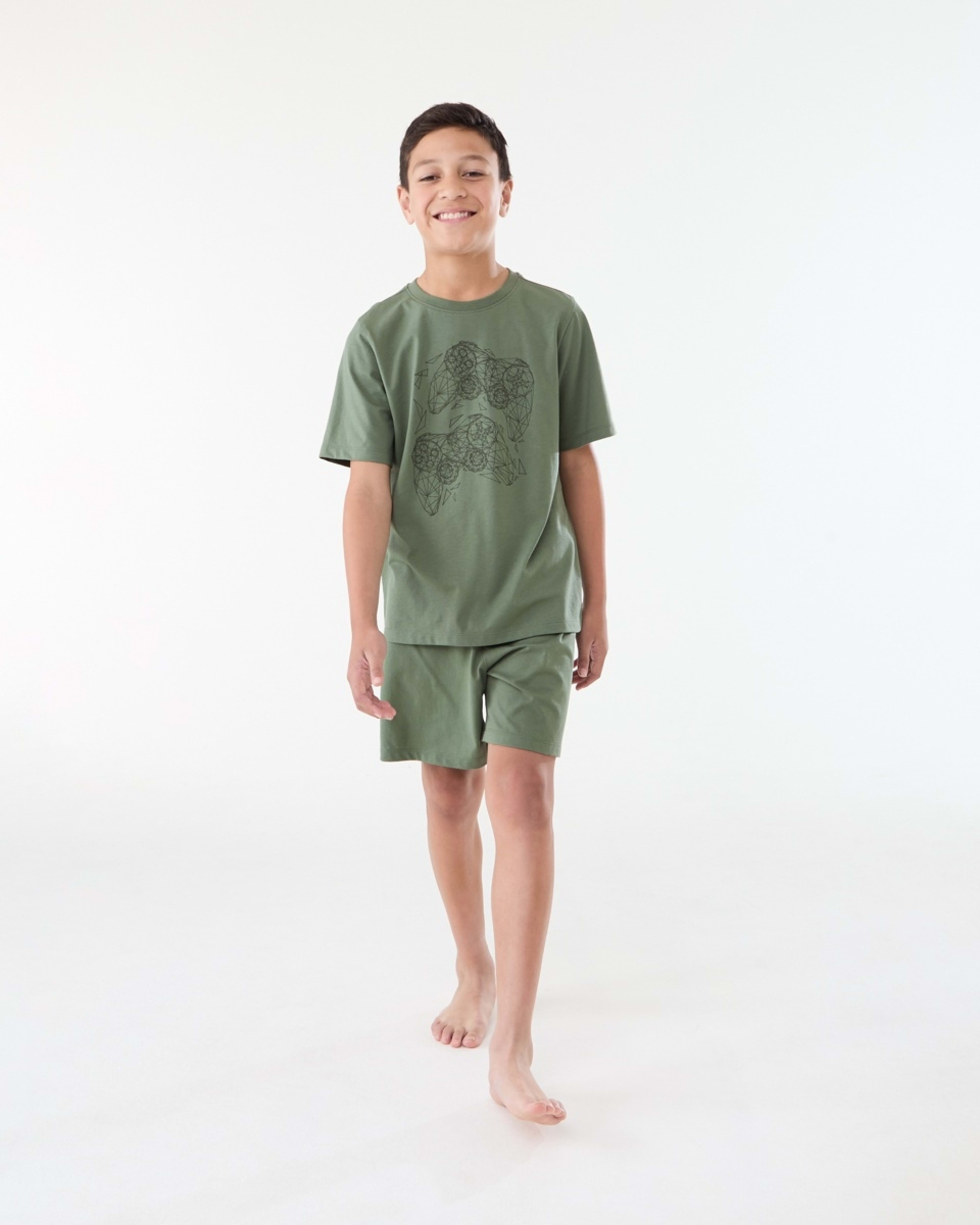 1 Short Sleeve Top Knit Pyjama Set GREEN GAMER, 1 of 6