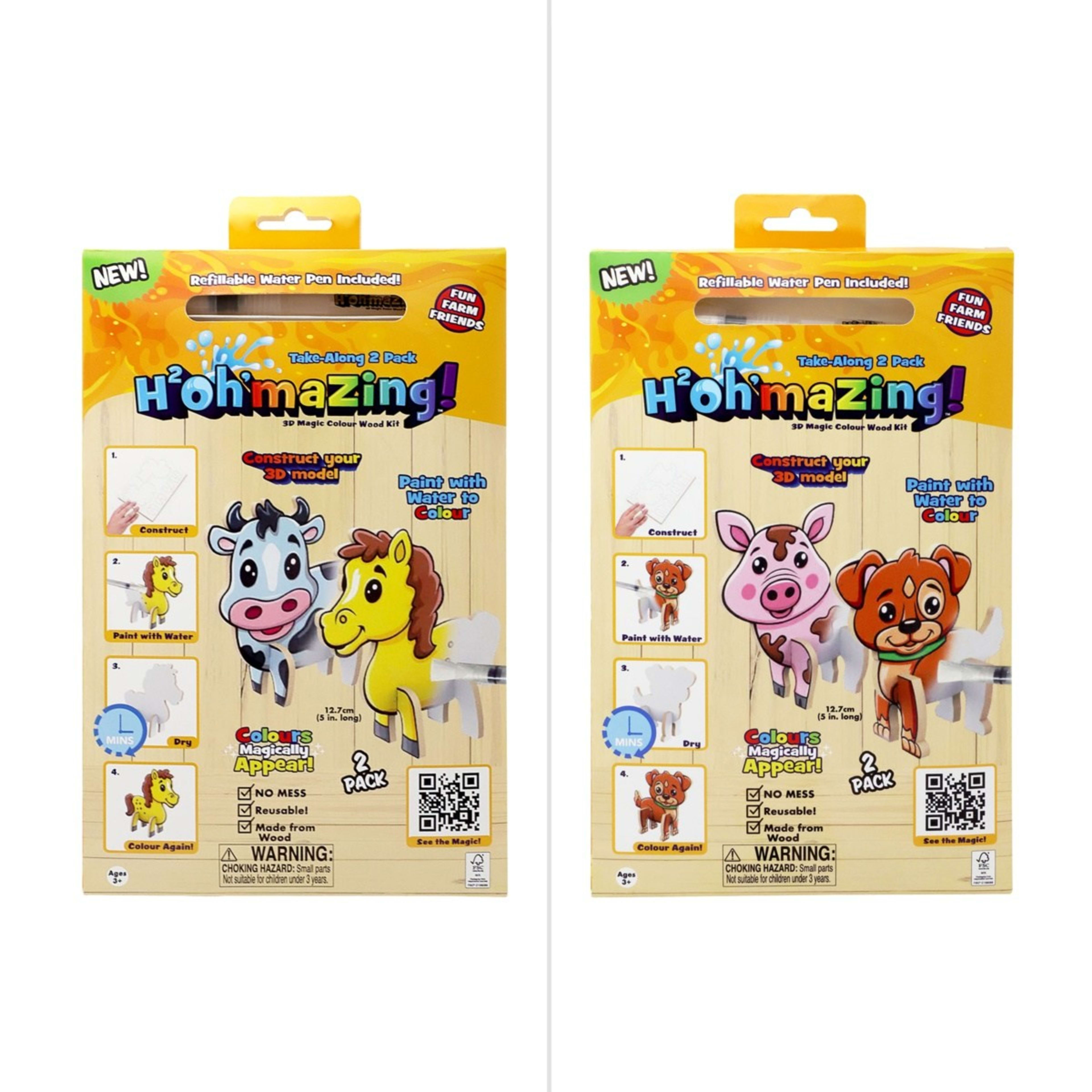 2 Pack H2Oh'mazing! TakeAlong 3D Magic Colour Wood Kit Assorted Kmart