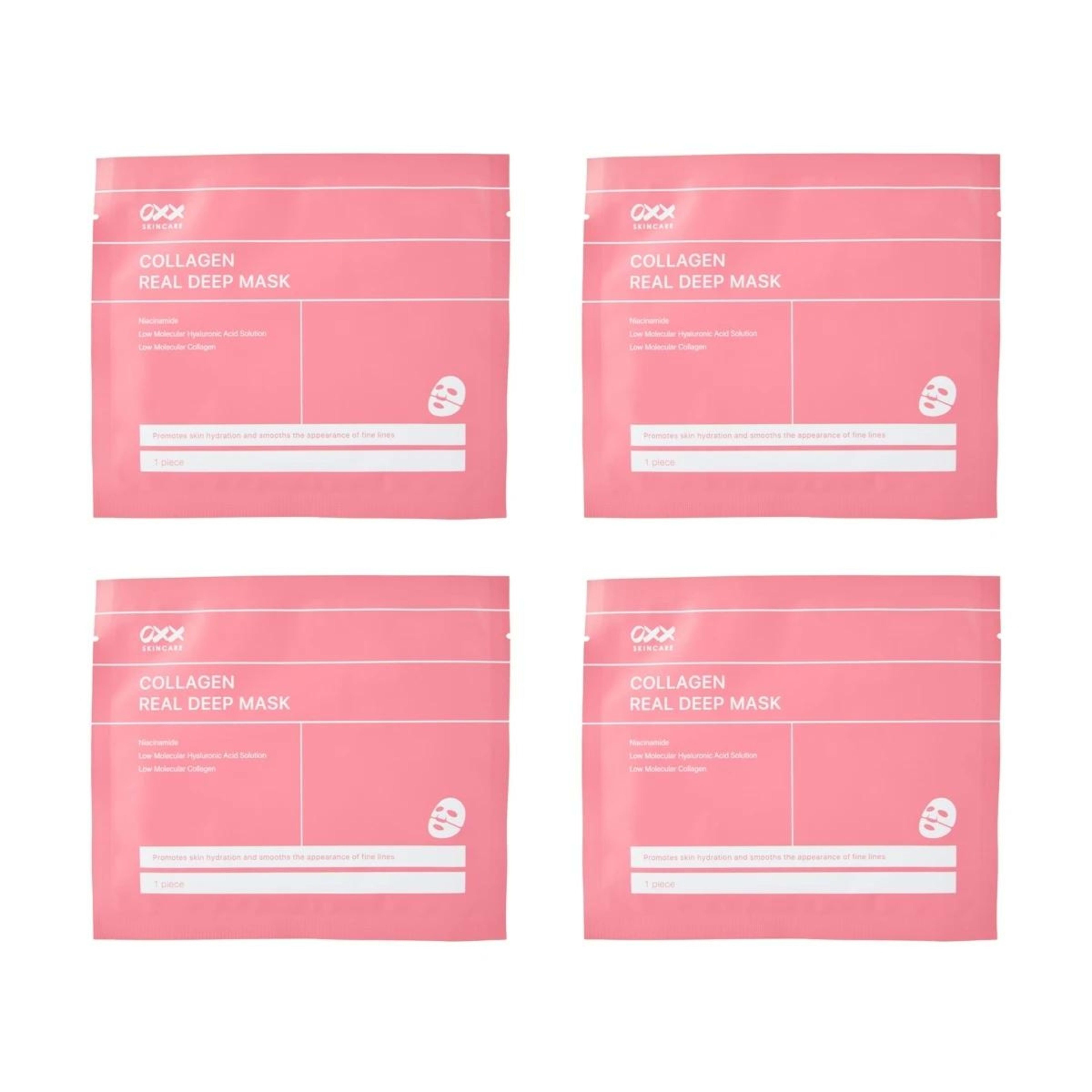 2 OXX Skincare 4 Pack Collagen Real Deep Mask - Niacinamide, Low Molecular Hyaluronic Acid Solution and Low Molecular Collagen, 2 of 4