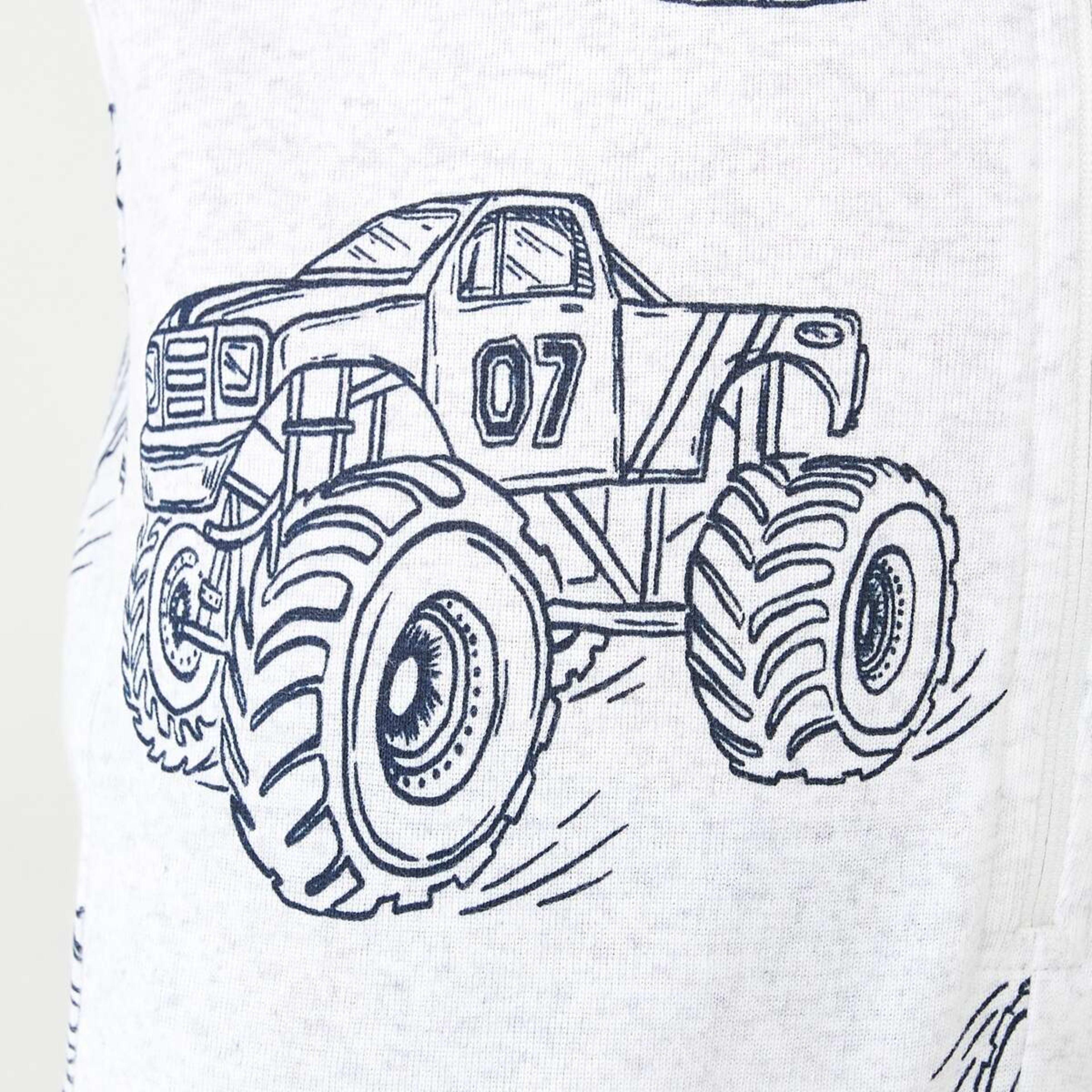 5 Ribbed All-In-One Sleepsuit White Marle Monster Truck, 5 of 9