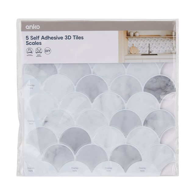5 Pack Self Adhesive 3D Tiles Scales Kmart