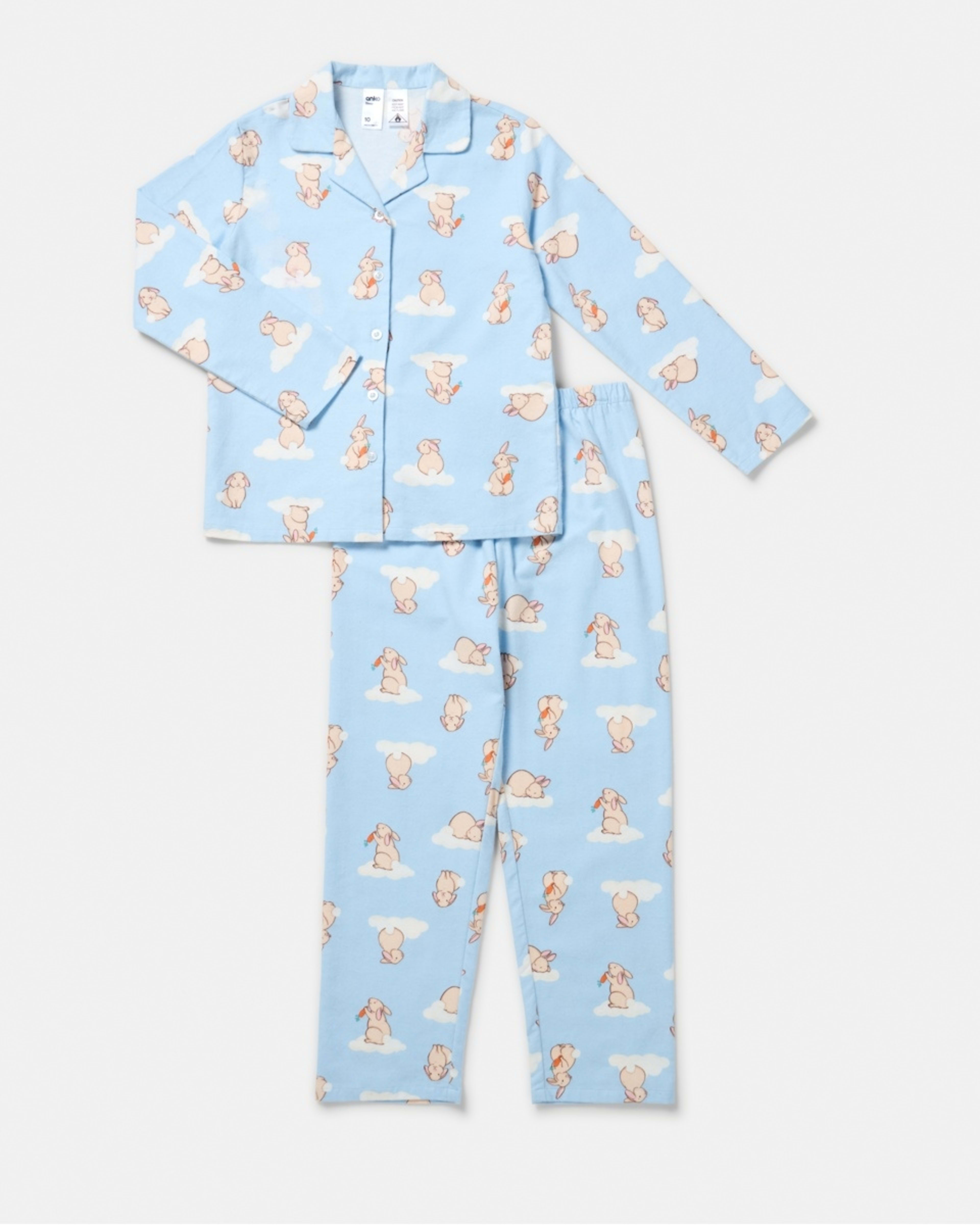 7 Flannelette Pyjama Set Blu Bunny, 7 of 10