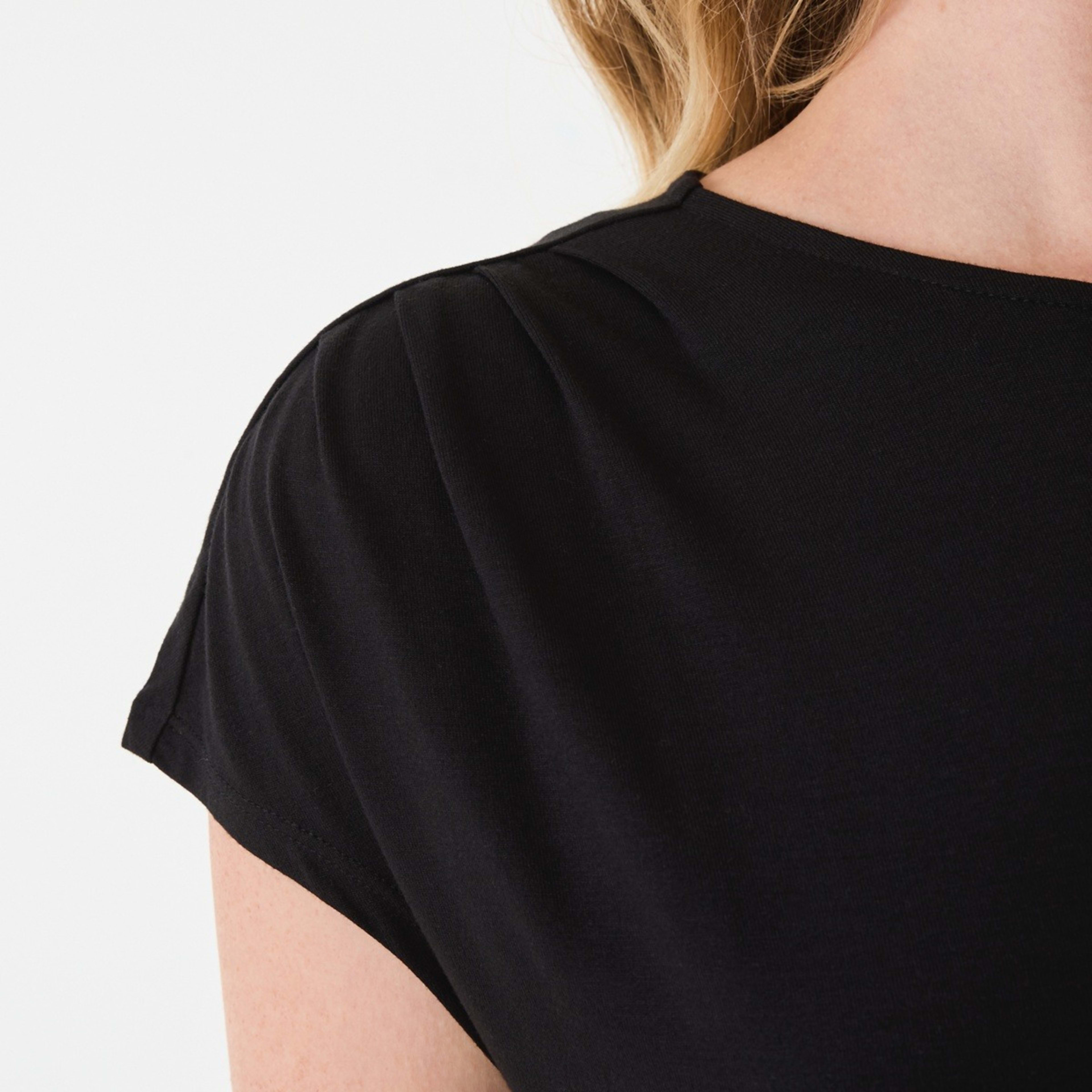 5 Short Sleeve Pleat Detail Top Black, 5 of 5