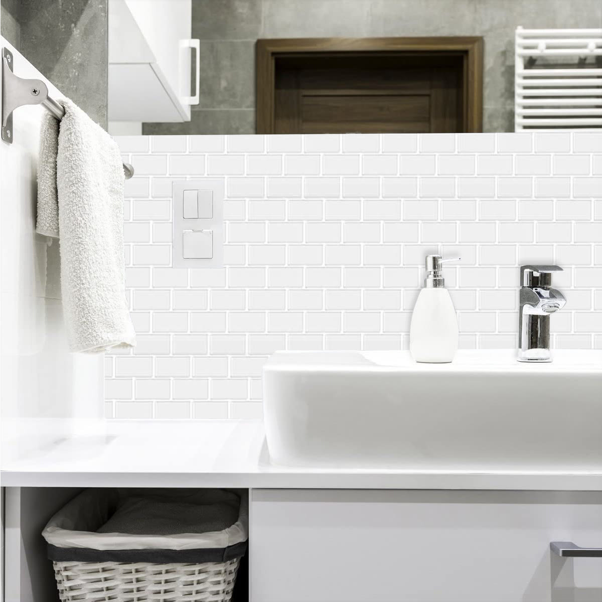 5 Pack Self Adhesive 3D Tiles Subway White Kmart