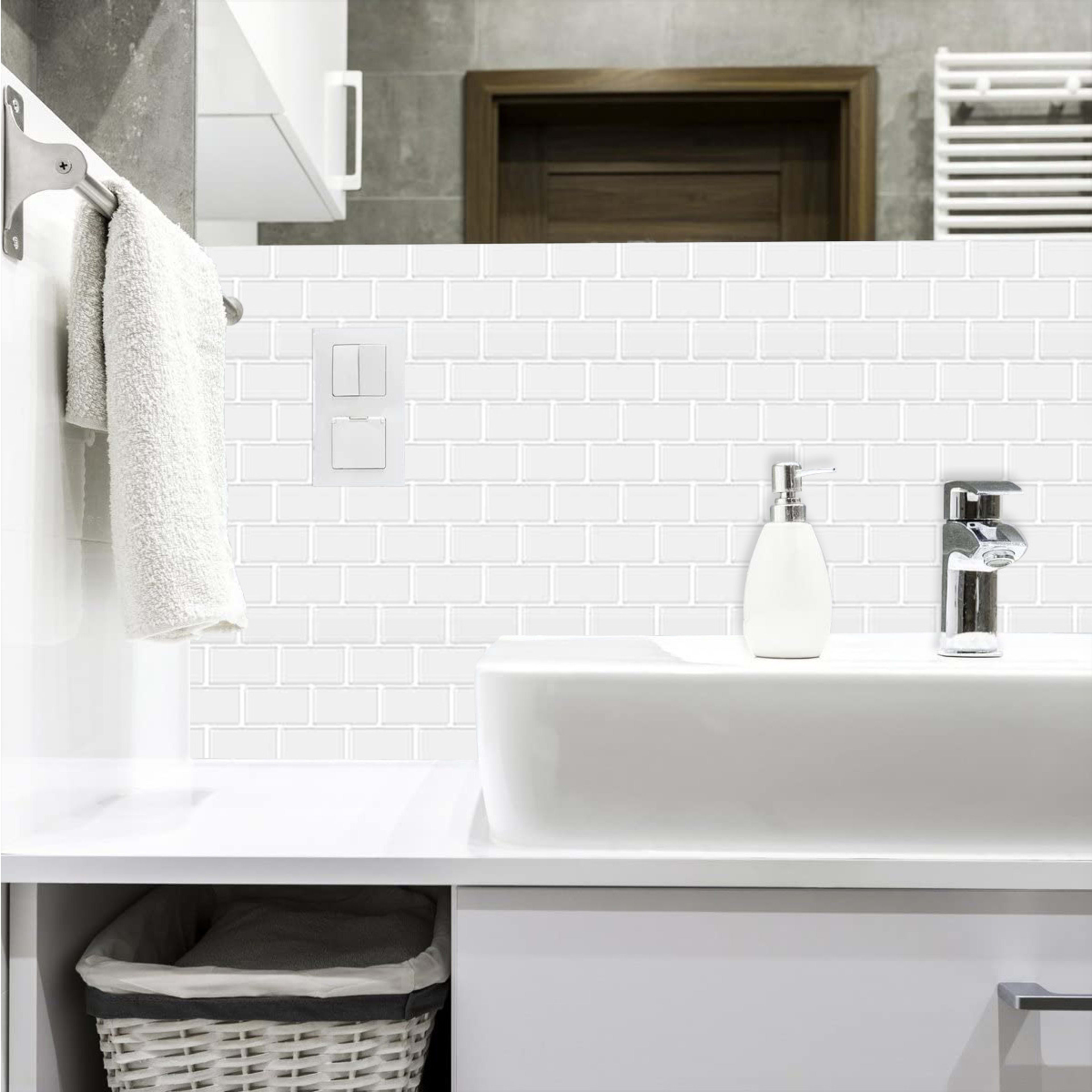 5 Pack Self Adhesive 3D Tiles Subway White Kmart