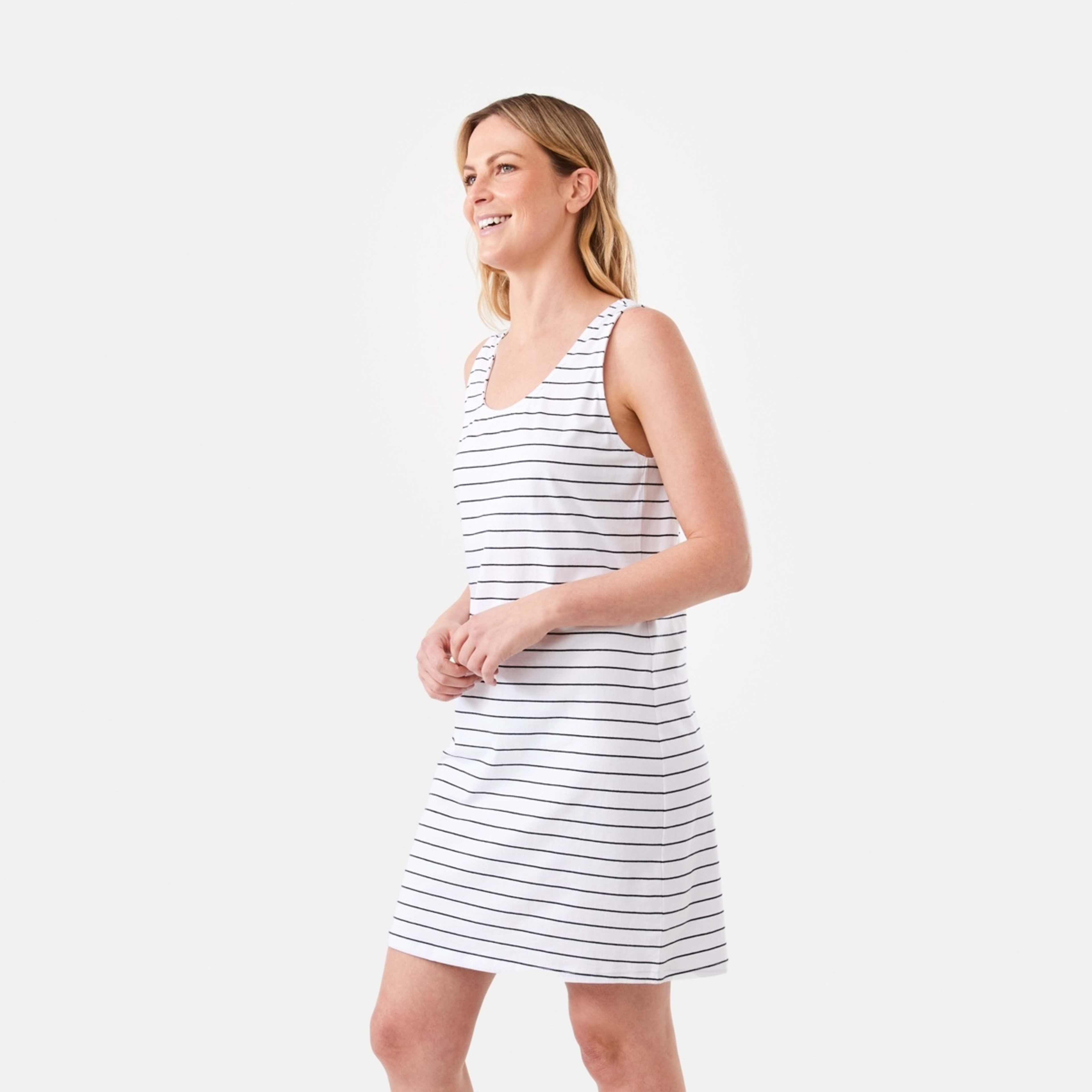 2 Sleeveless Tank Mini Dress Wht Stripe, 2 of 7